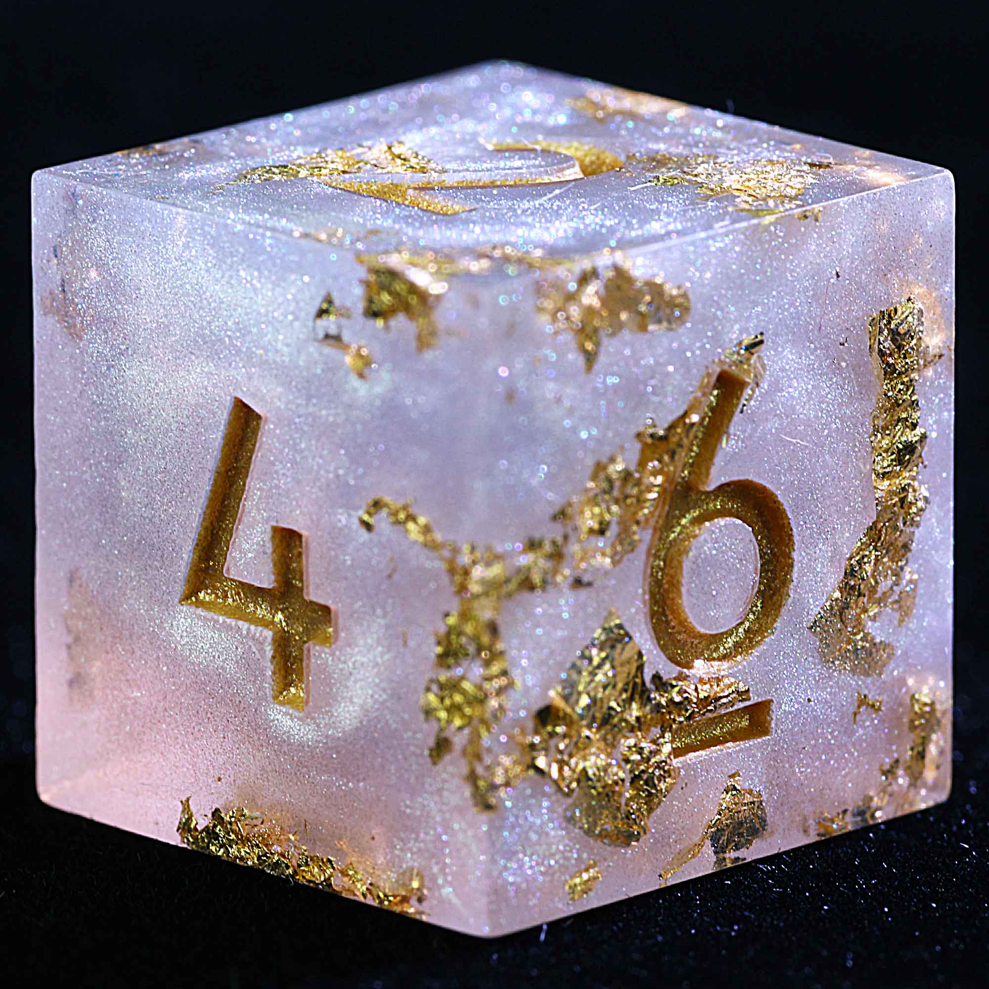 9 Polyhedral Resin D and D Set Dice Mica Silver Gleam - Dice of Dragons