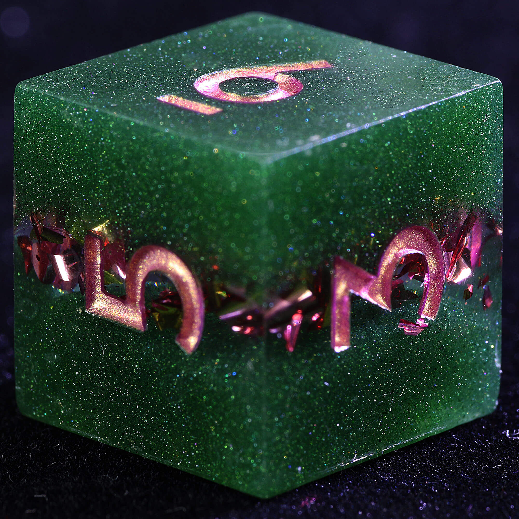 9 Polyhedral Resin D and D set of Dice Abyssal Crown Foil - Dice of Dragons