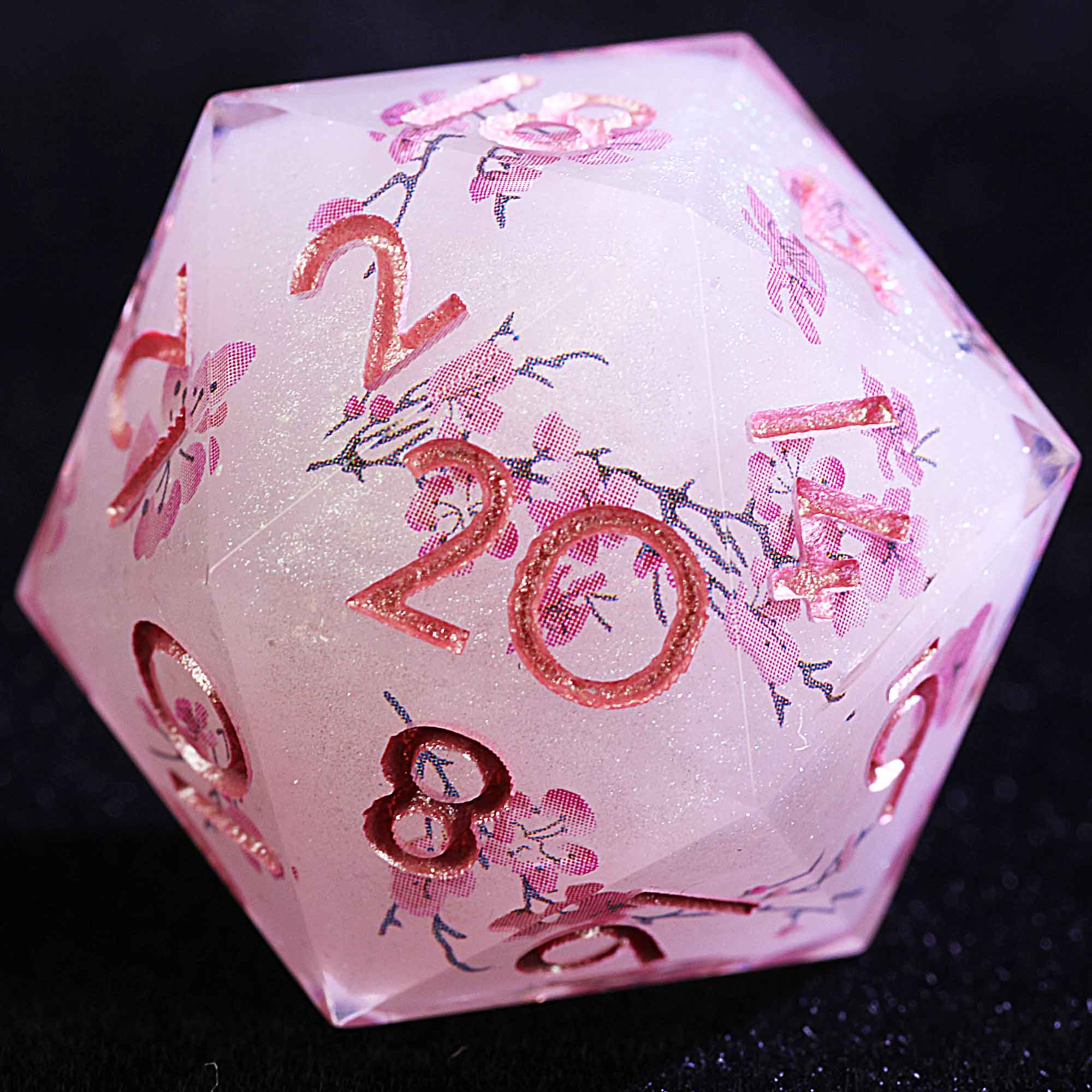 9 Polyhedral Resin D and D Dice Set Blossom Veil Petal