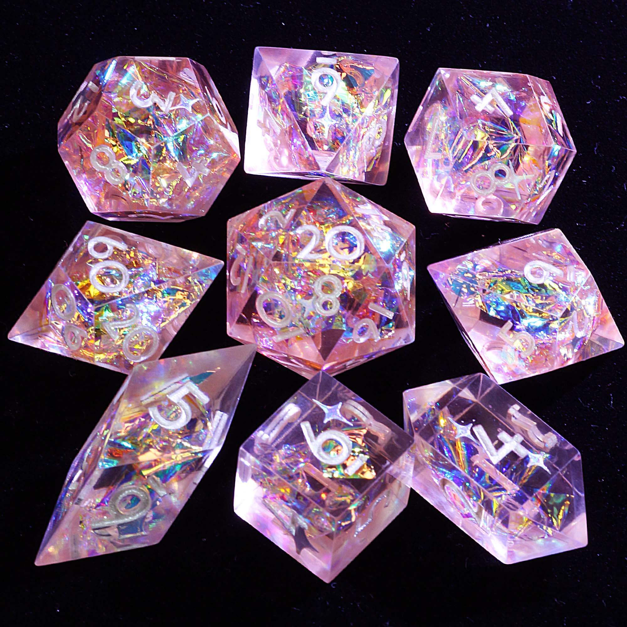 9 Polyhedral Resin D and D Dice Sets Citrus Stellar Covenant - Dice of Dragons