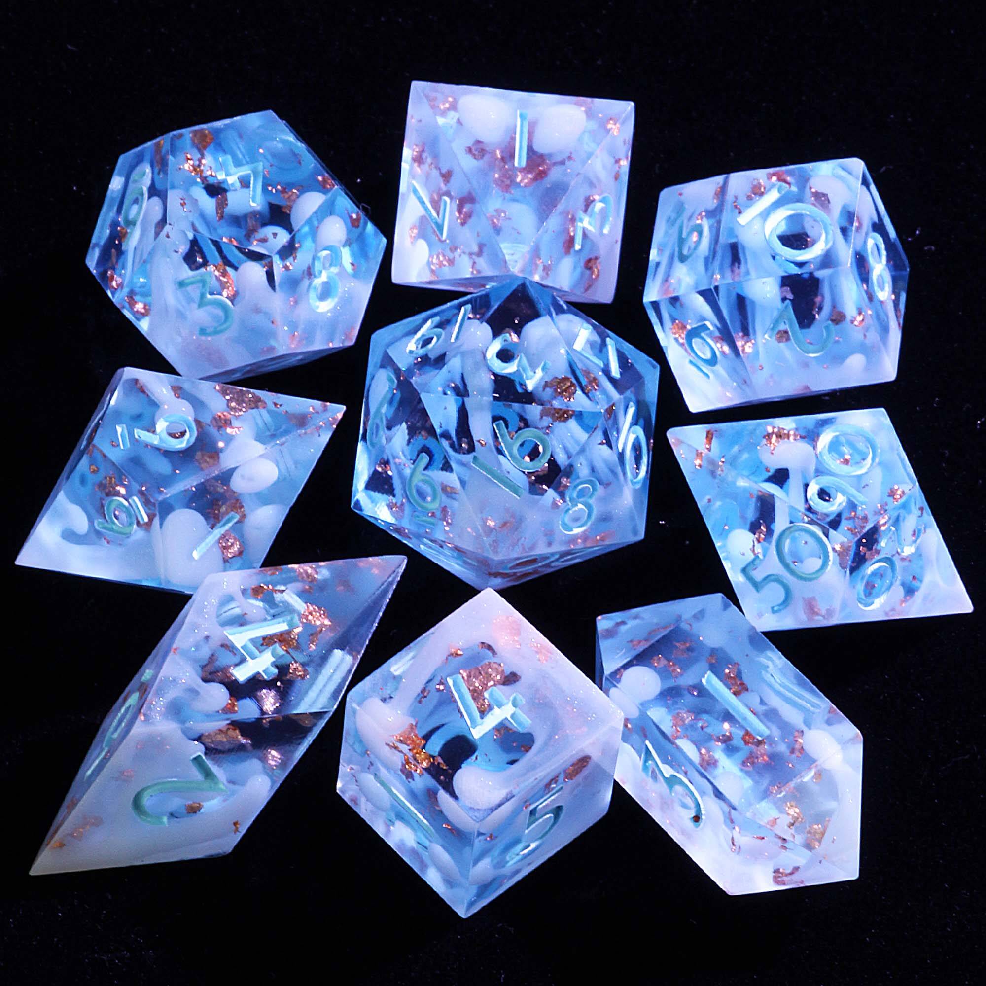 9 Polyhedral Resin D and D Set Dice Abyssal Tide Ascension - Dice of Dragons