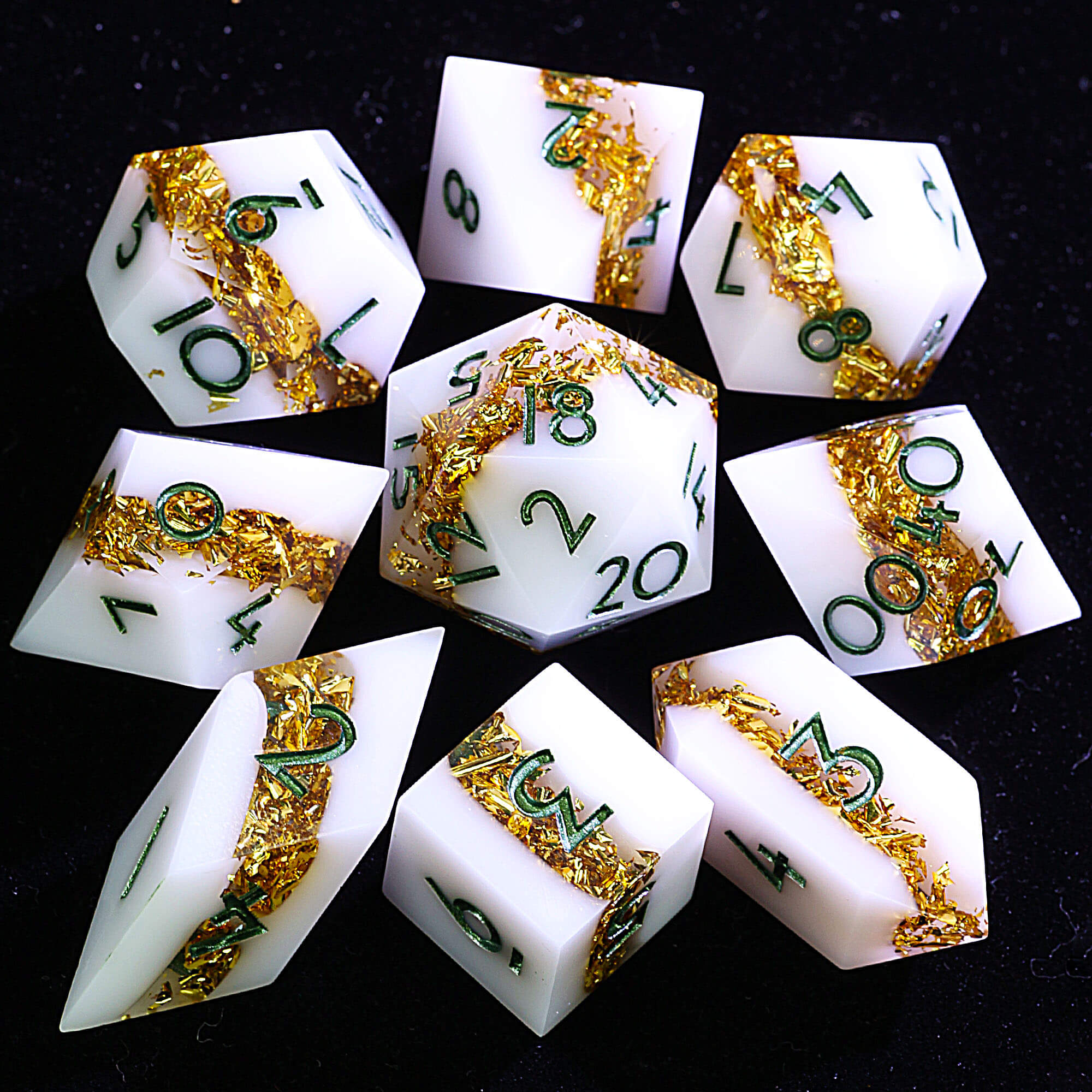 9 Polyhedral Resin D and D Set Dice Sanctum Foil Stratum - Dice of Dragons