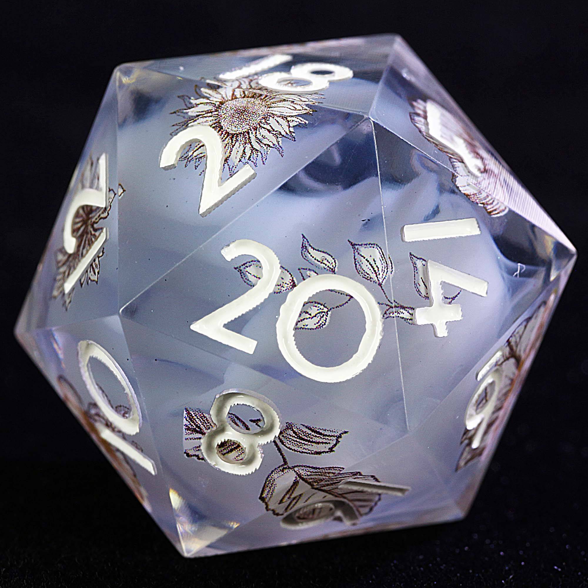 9 Polyhedral Resin Sets D and D Dice Ashen Petal Veil - Dice of Dragons