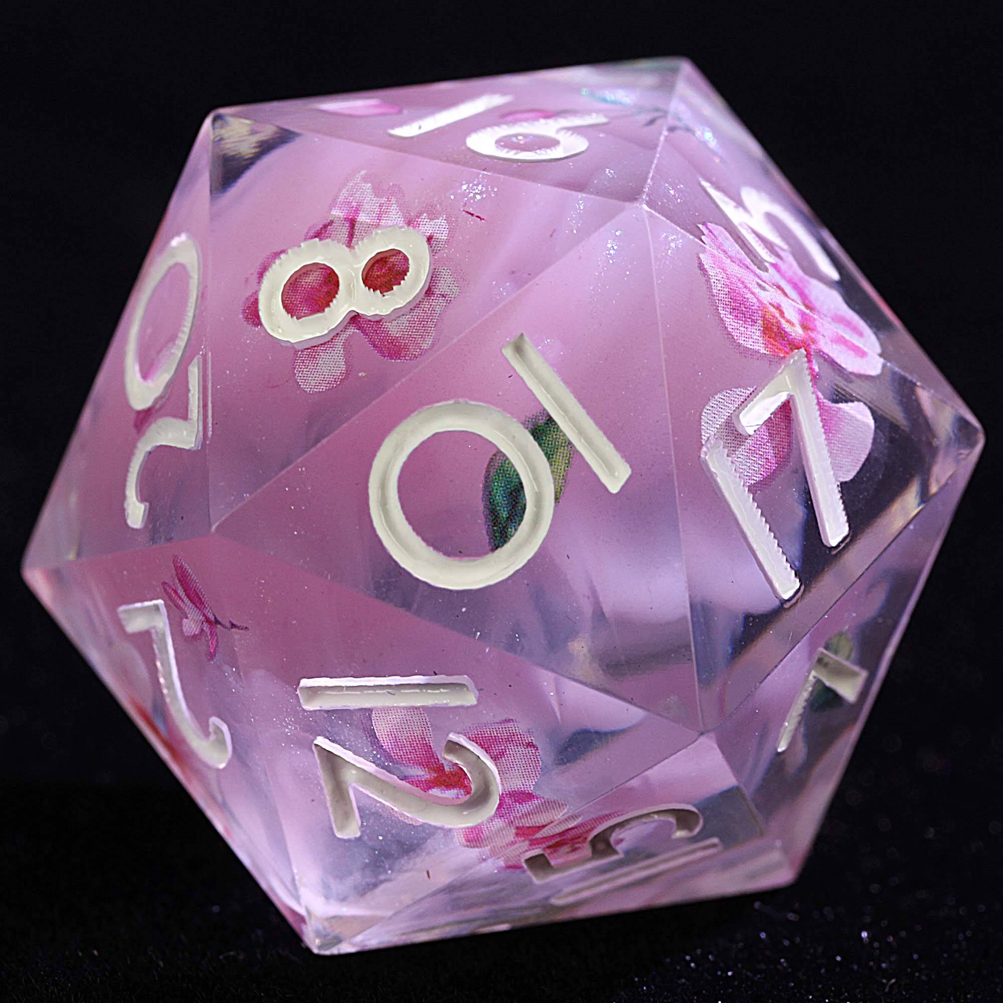 9 Polyhedral Resin Set D and D Dice Peach Blossom Veil - Dice of Dragons