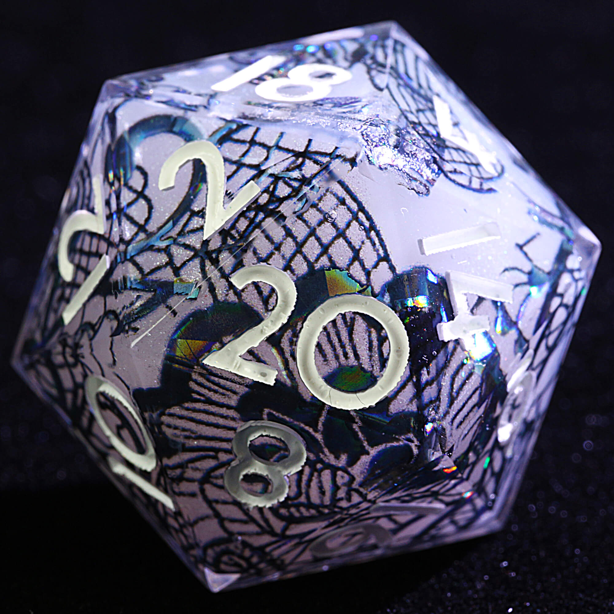 9 Polyhedral Resin Set DD Dice Black Lace - Dice of Dragons
