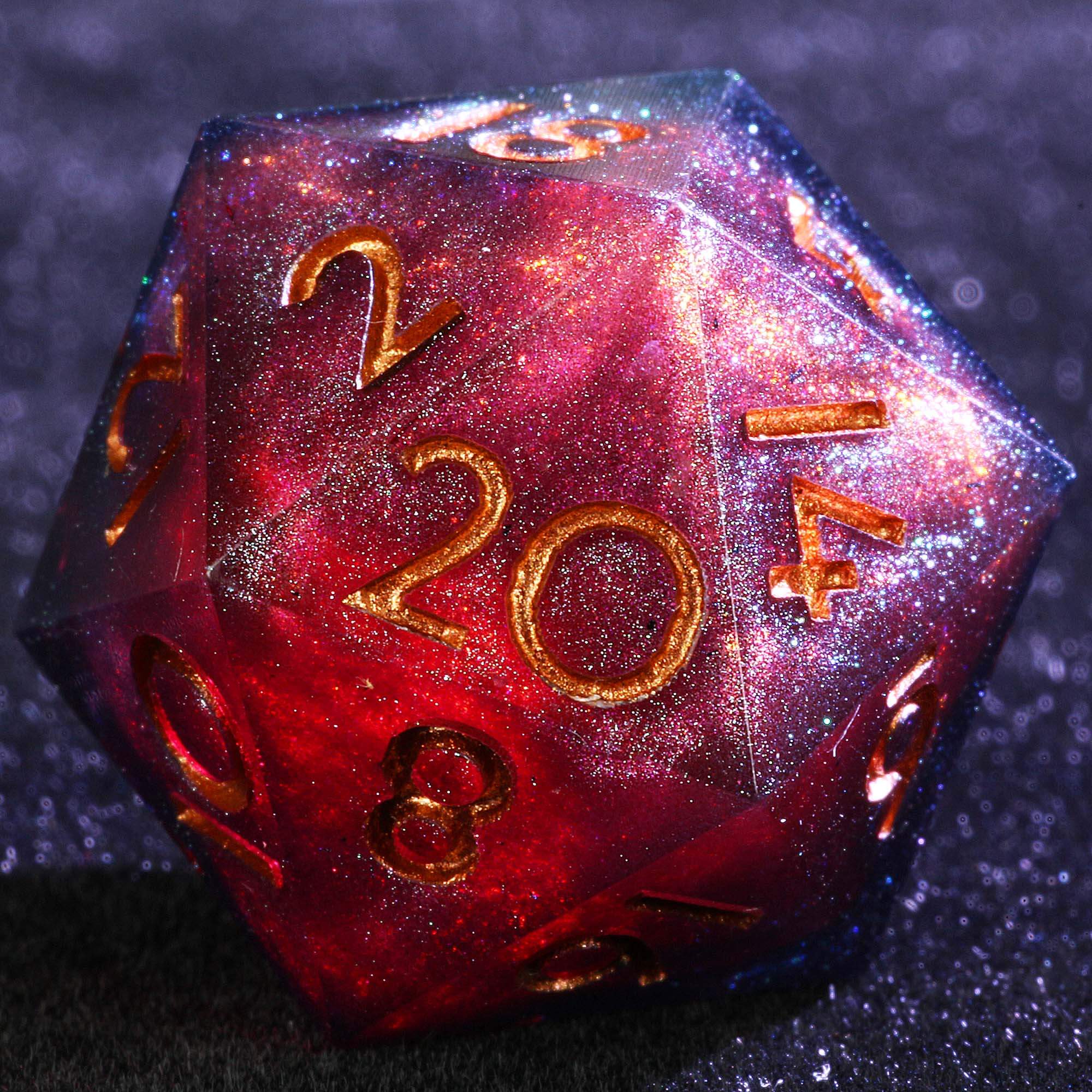 9 Polyhedral Resin Set Dice D and D Abyssal Aurora Blood Oath - Dice of Dragons