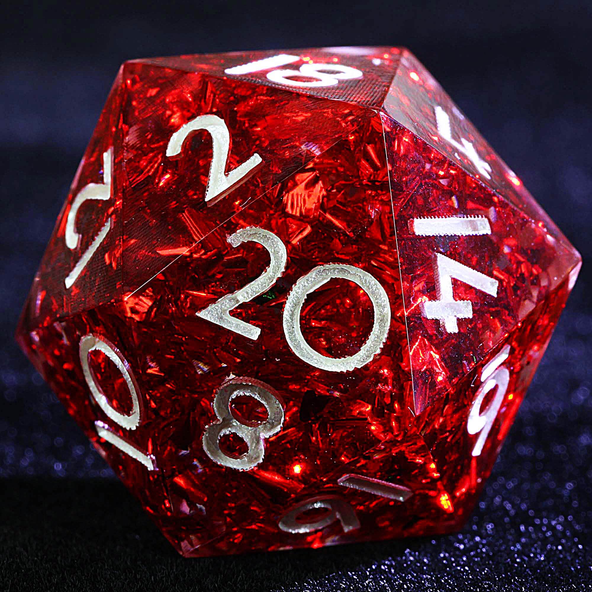 9 Polyhedral Resin Set Dice D and D Deep Crimson Foil