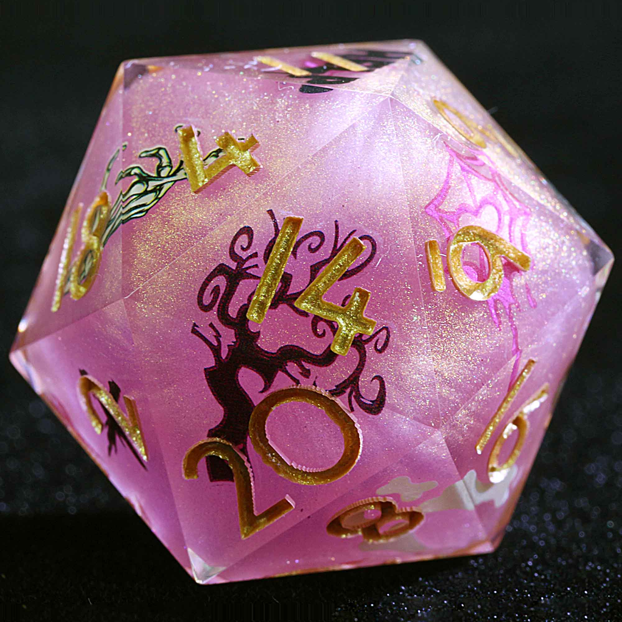 Halloween 9 Polyhedral Resin Sets Dice D and D Pink Sugar Spook - Dice of Dragons