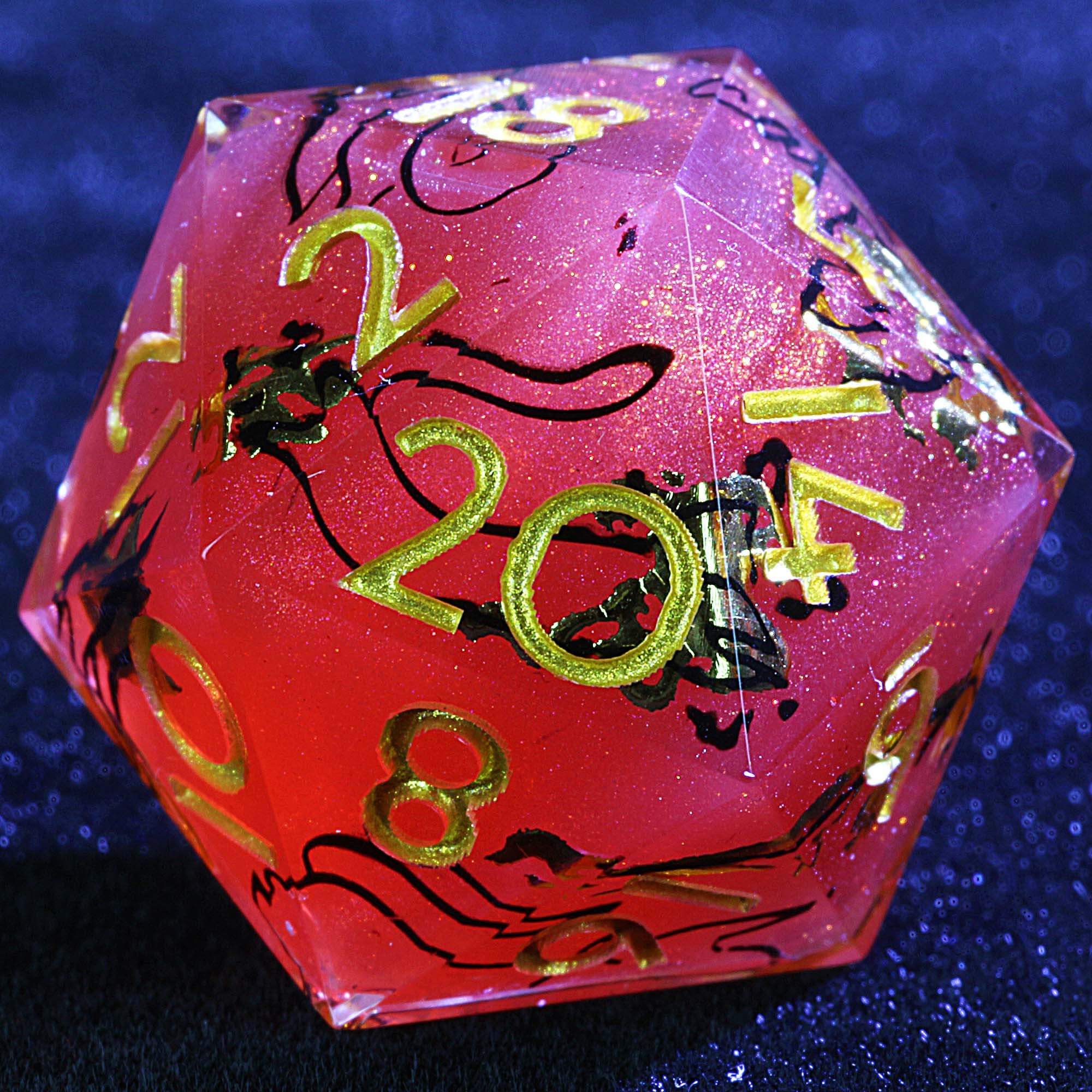 9 Polyhedral Resin Set Dice D&D Crimson Bestiary Rune - Dice of Dragons