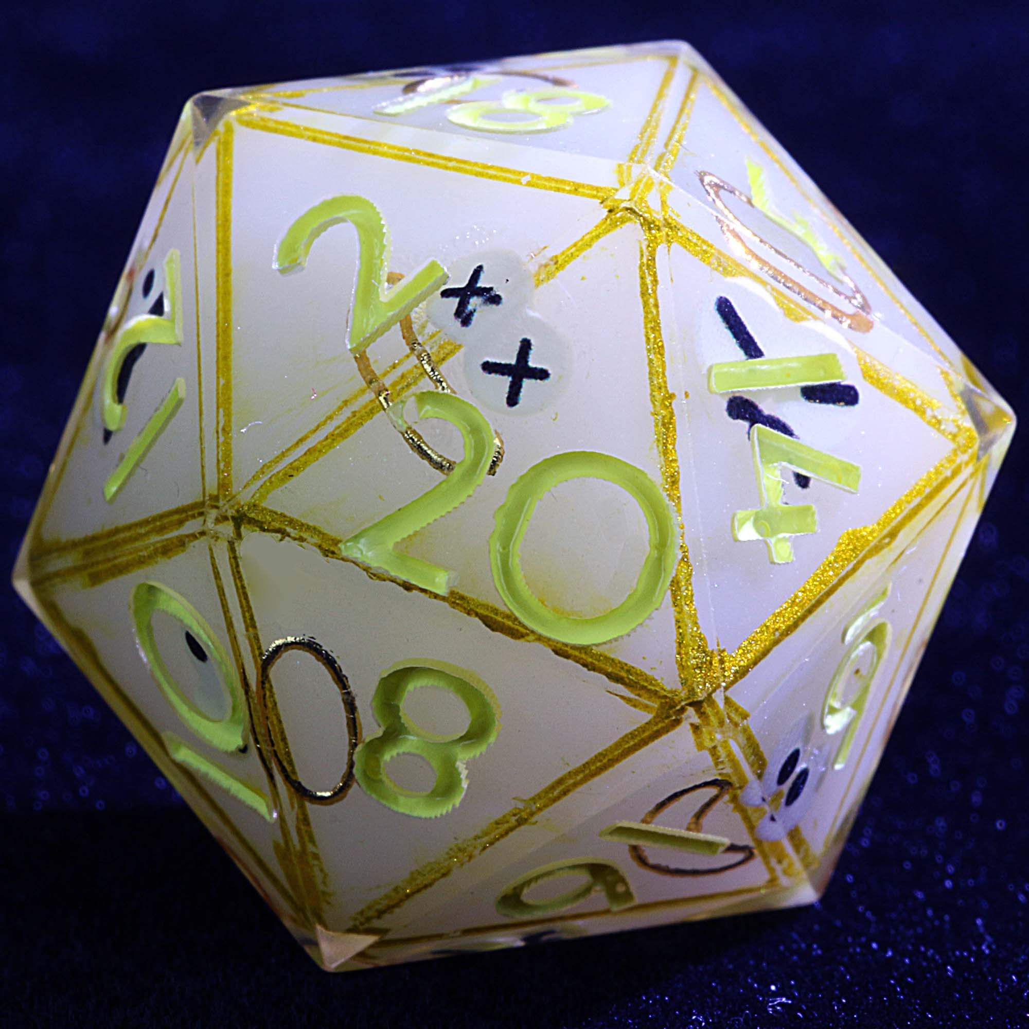 9 Polyhedral Resin Set Dice DnD Golden Eyed Jester’s Decree - Dice of Dragons