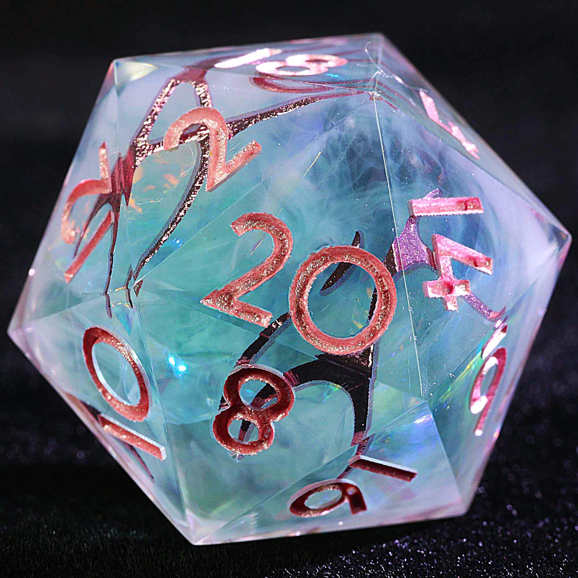 9 Polyhedral Resin Set Dice D&D Misty Green Vein