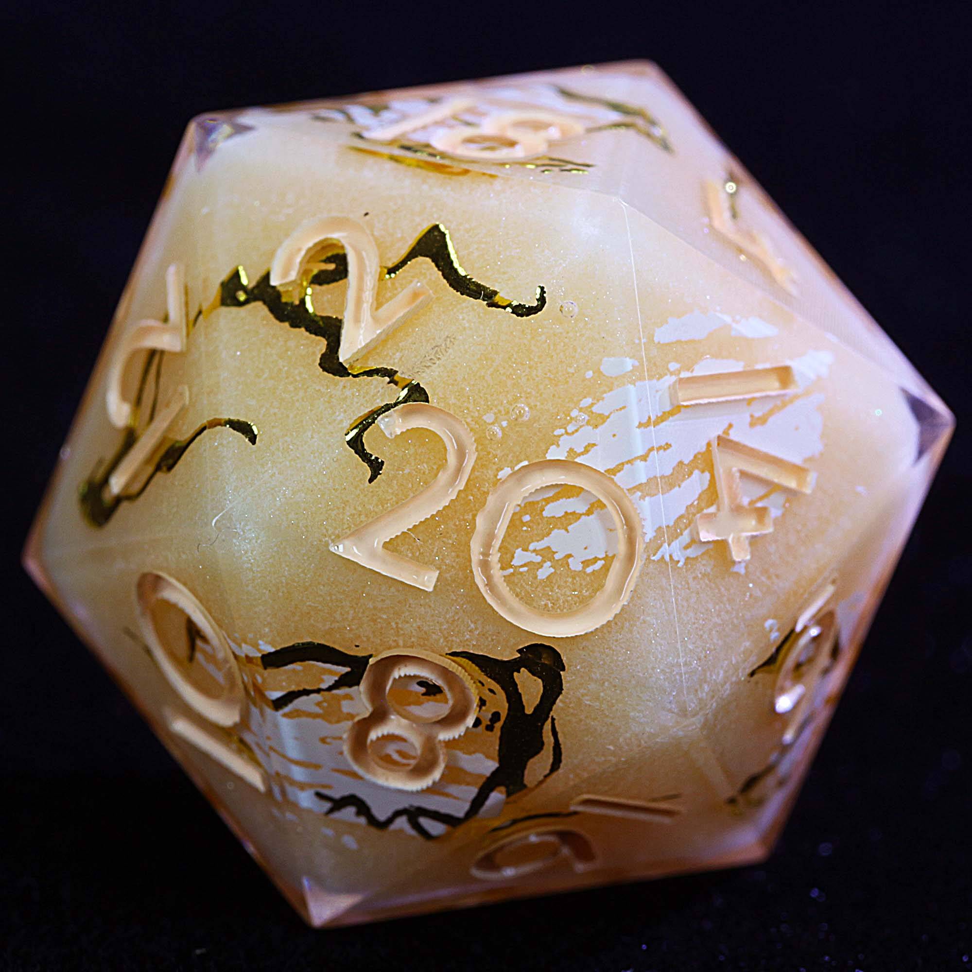 9 Polyhedral Resin Set D&D Dice Golden Abstrax Mirage - Dice of Dragons