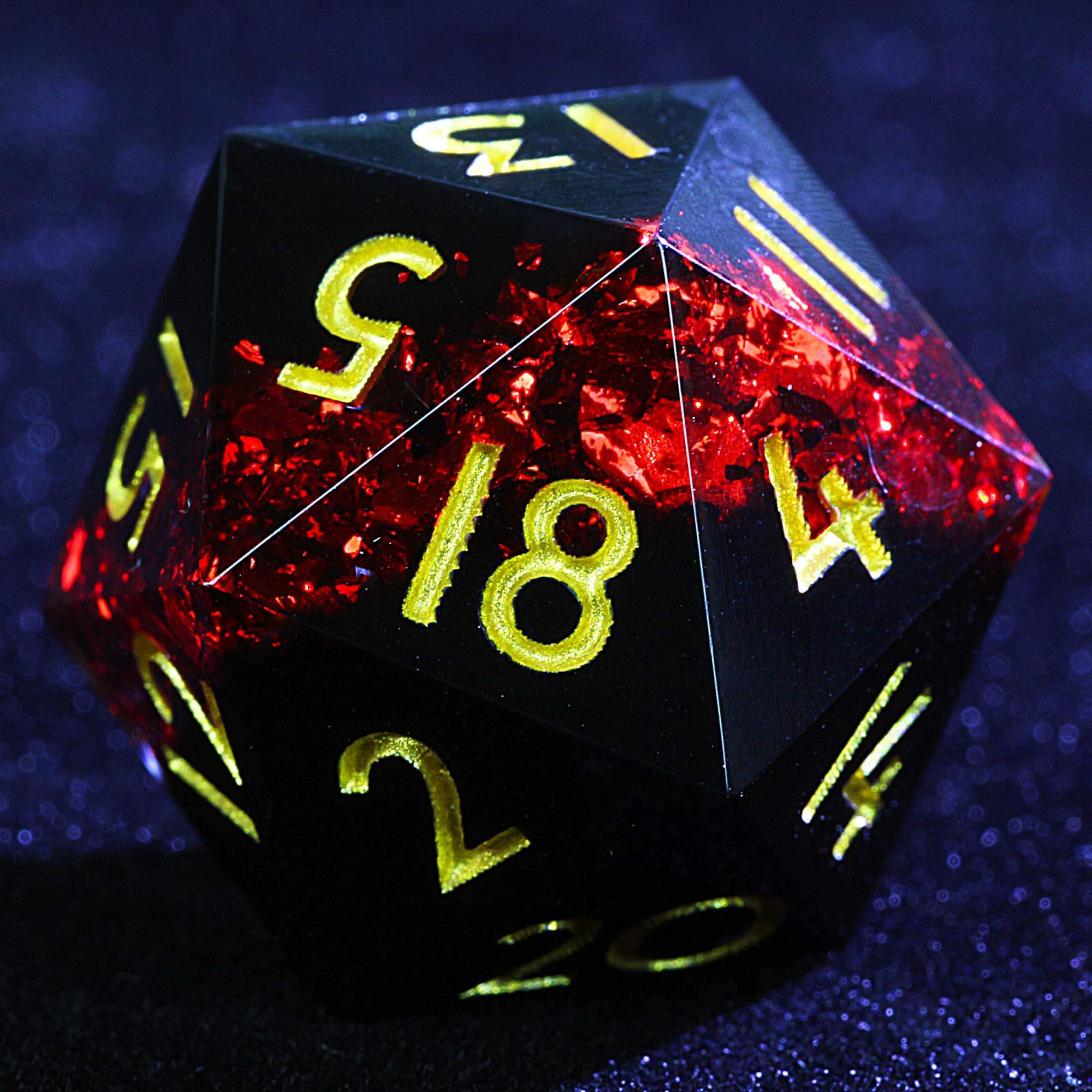 9 Polyhedral Resin Sets DnD Dice Red Gold Foil Layering