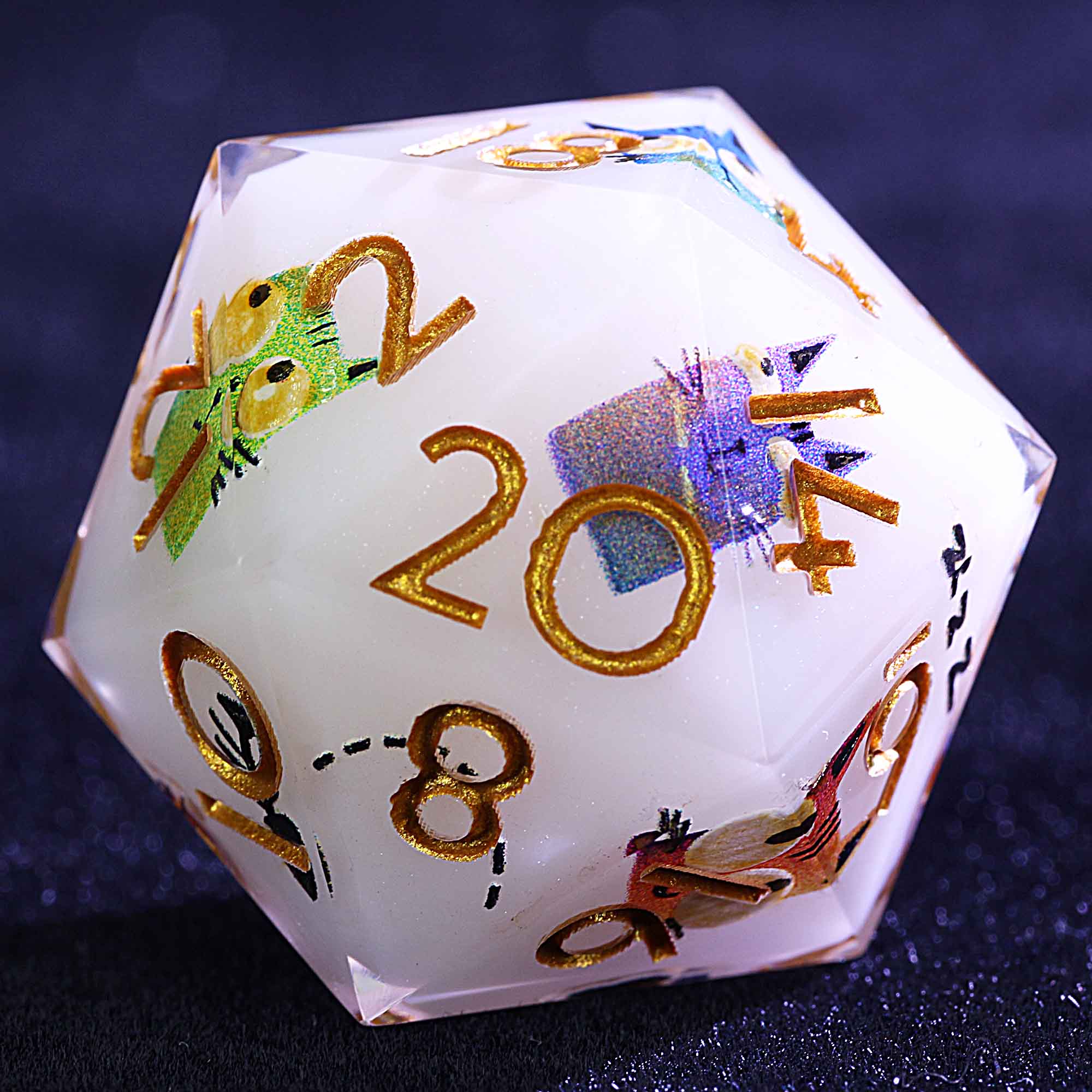 9 Polyhedral Resin Sets of D and D Dice Funny Little Cat - Dice of Dragons