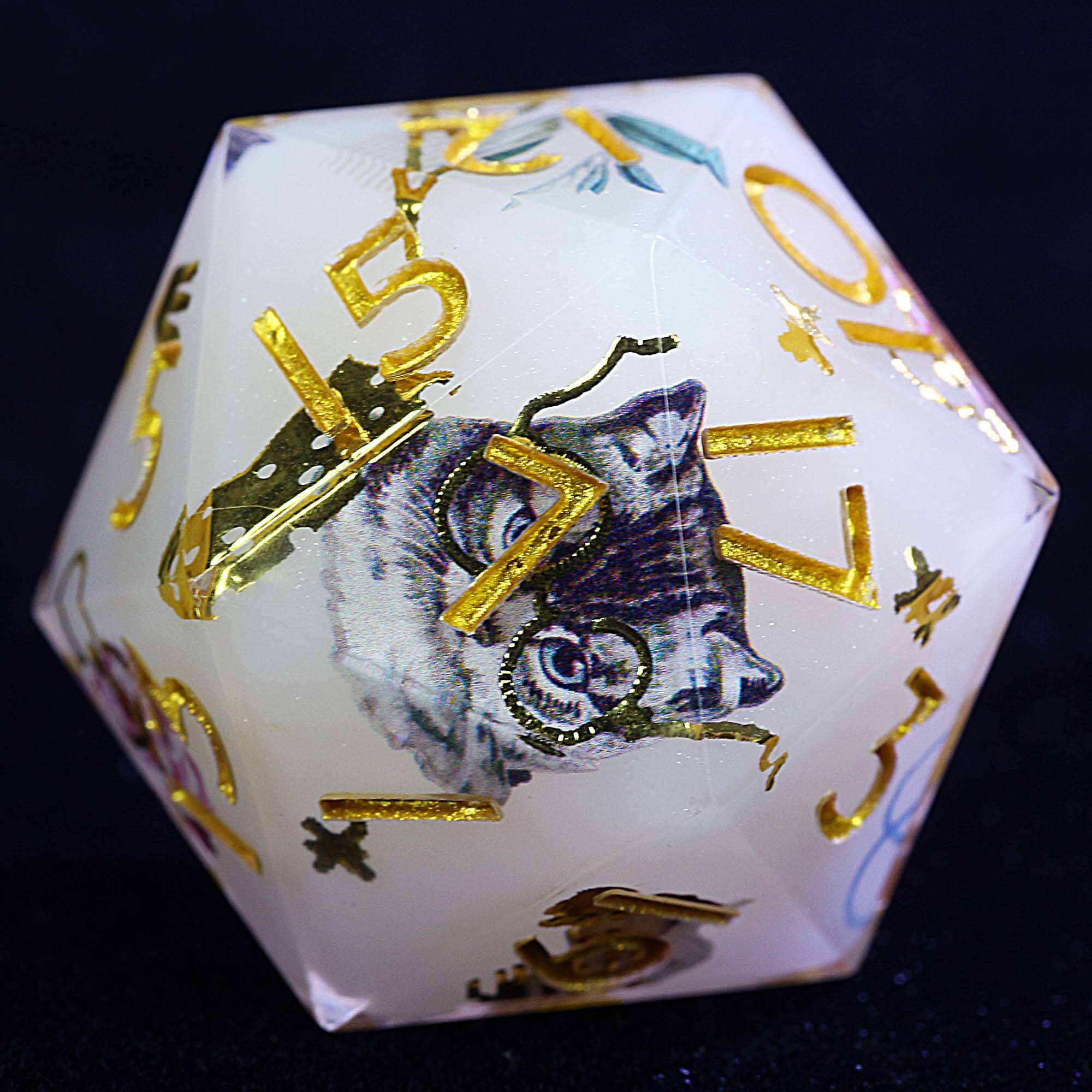 9 Polyhedral Resin Set of D and D Dice Gilded Whisker Floral - Dice of Dragons