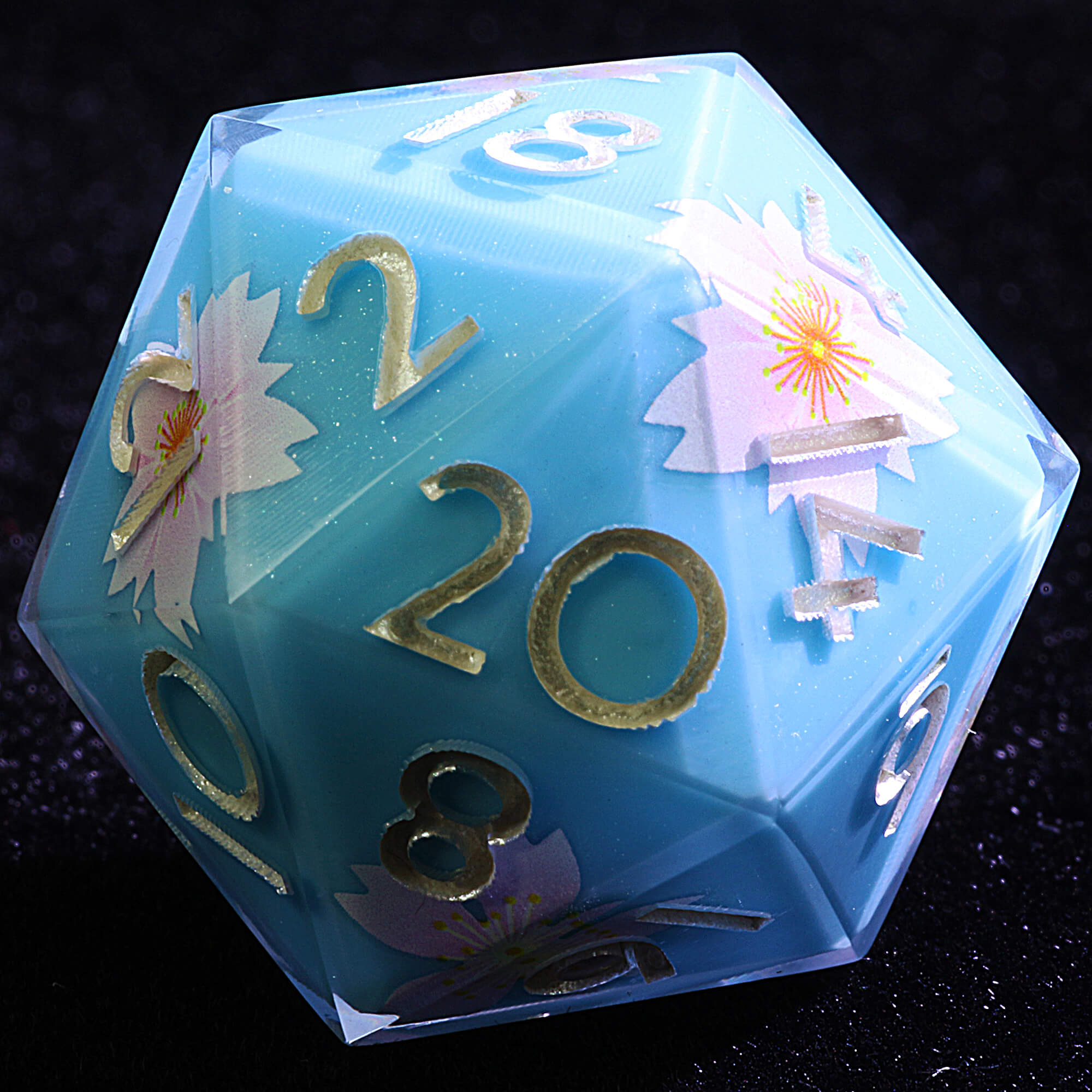 9 Polyhedral Resin Sets of Dice DD Azure Bloom - Dice of Dragons