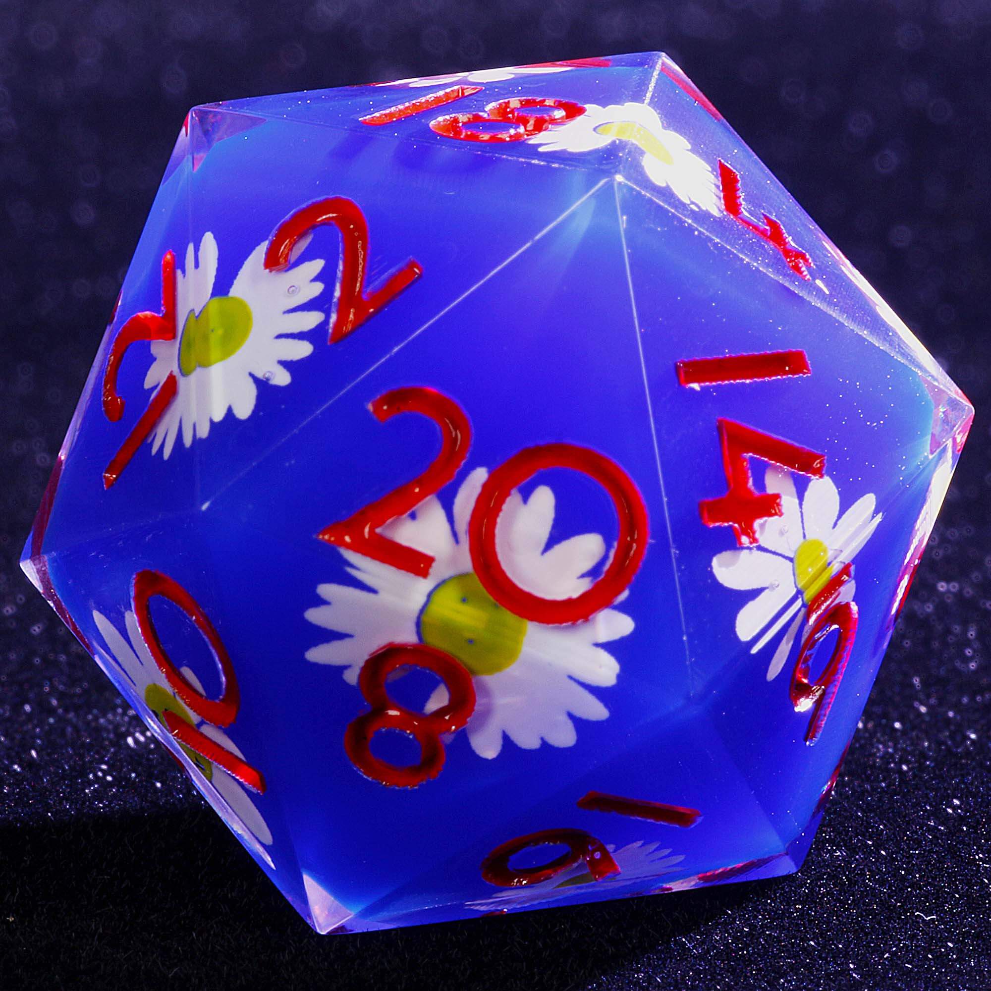9 Polyhedral Resin Sets of Dice D&D Denim Daisy Sun - Dice of Dragons