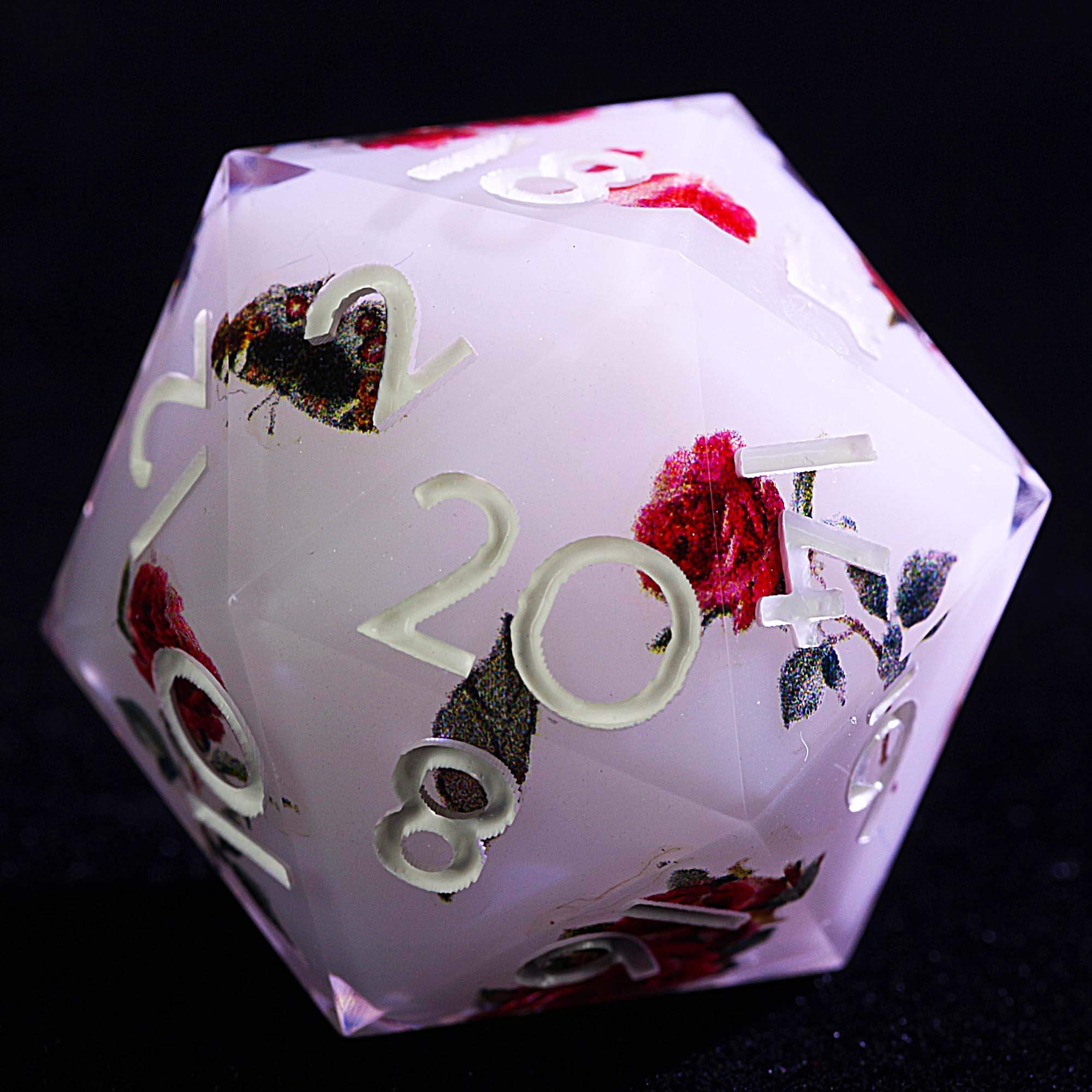 9 Polyhedral Resin Sets of Dice D&D White Romantic Butterfly Rose - Dice of Dragons
