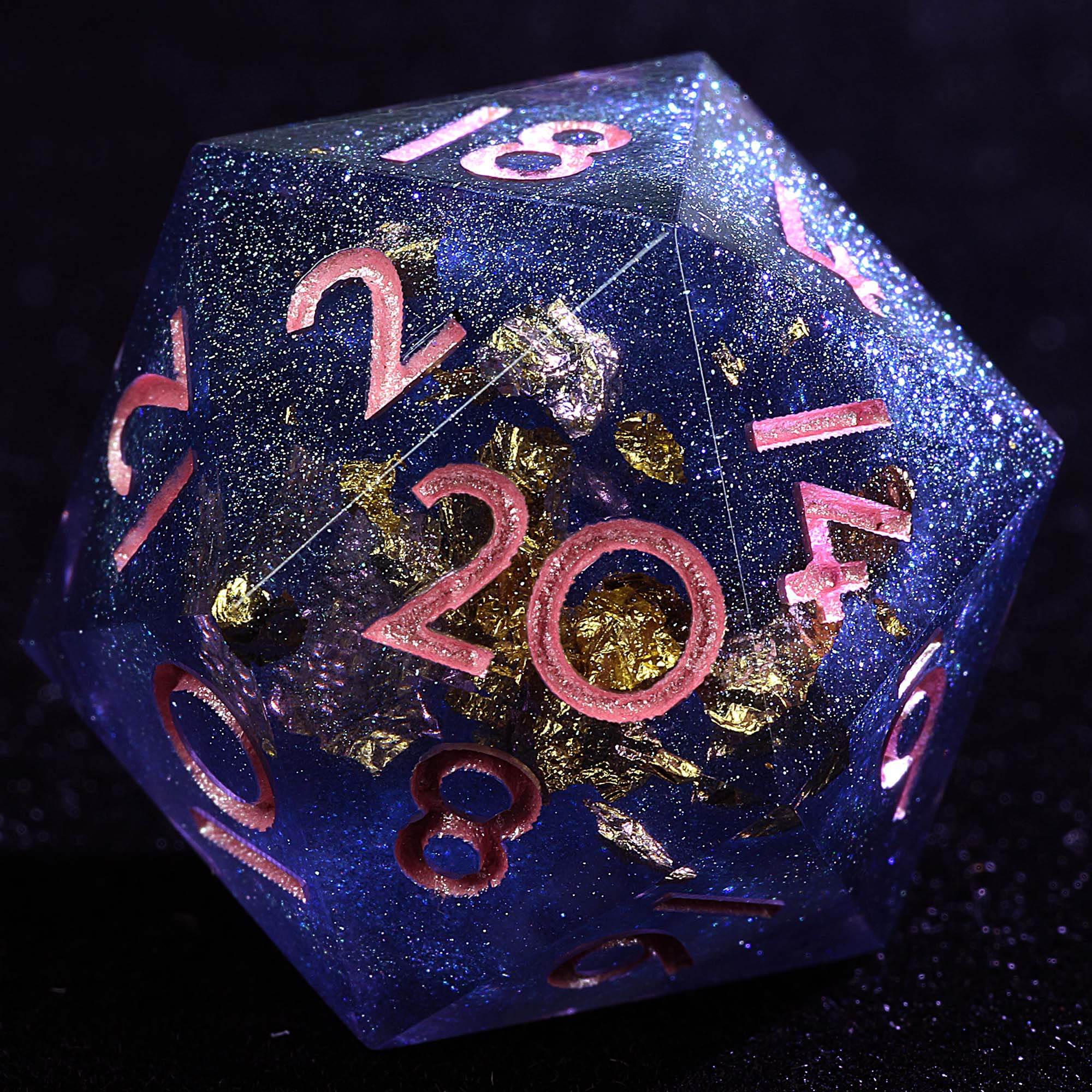 9 Polyhedral Resin Set of DnD Dice Abyssal Frost Ember - Dice of Dragons