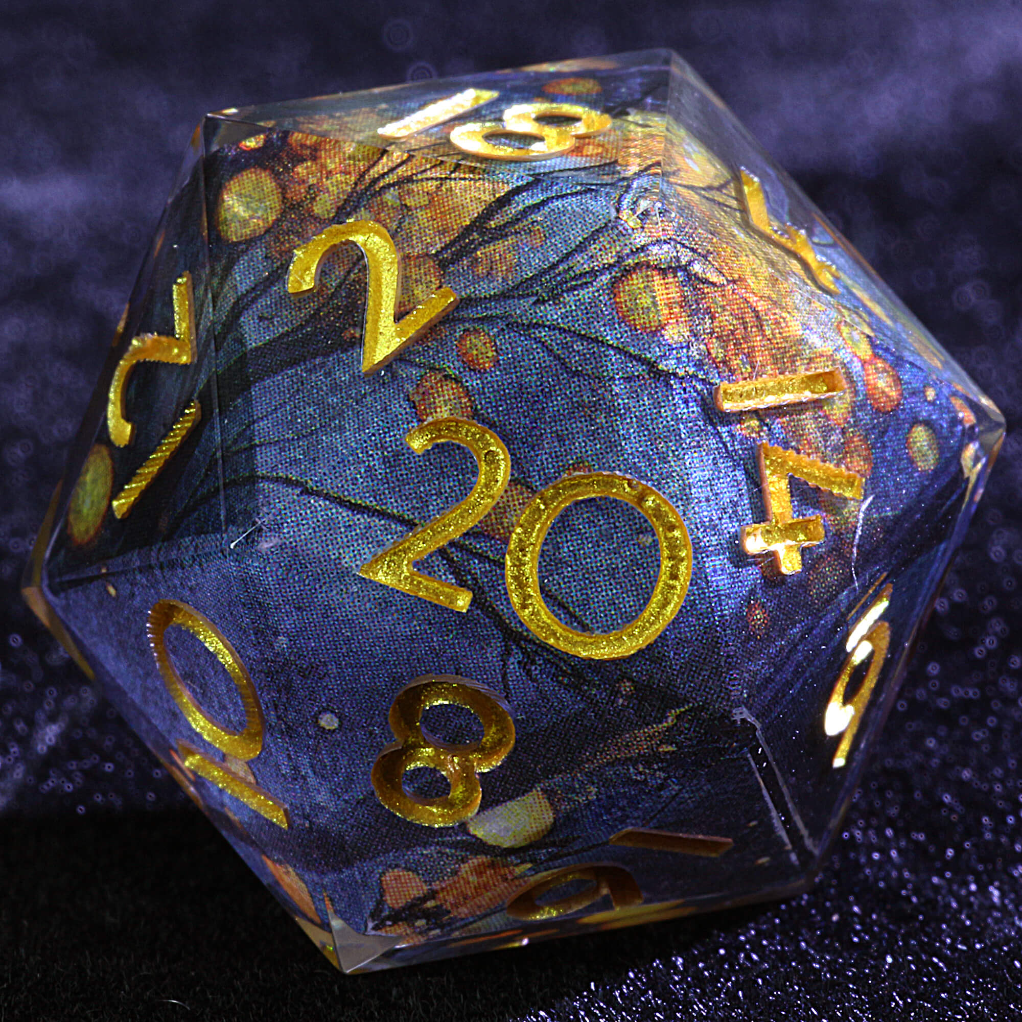 9 Polyhedral Resin Sets of DnD Dice Autumn Night