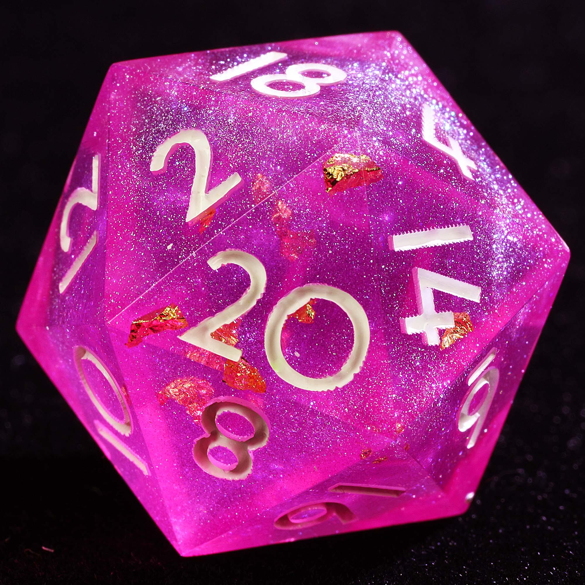 9 Polyhedral Resin Set of D&D Dice Frost Petal Amber - Dice of Dragons
