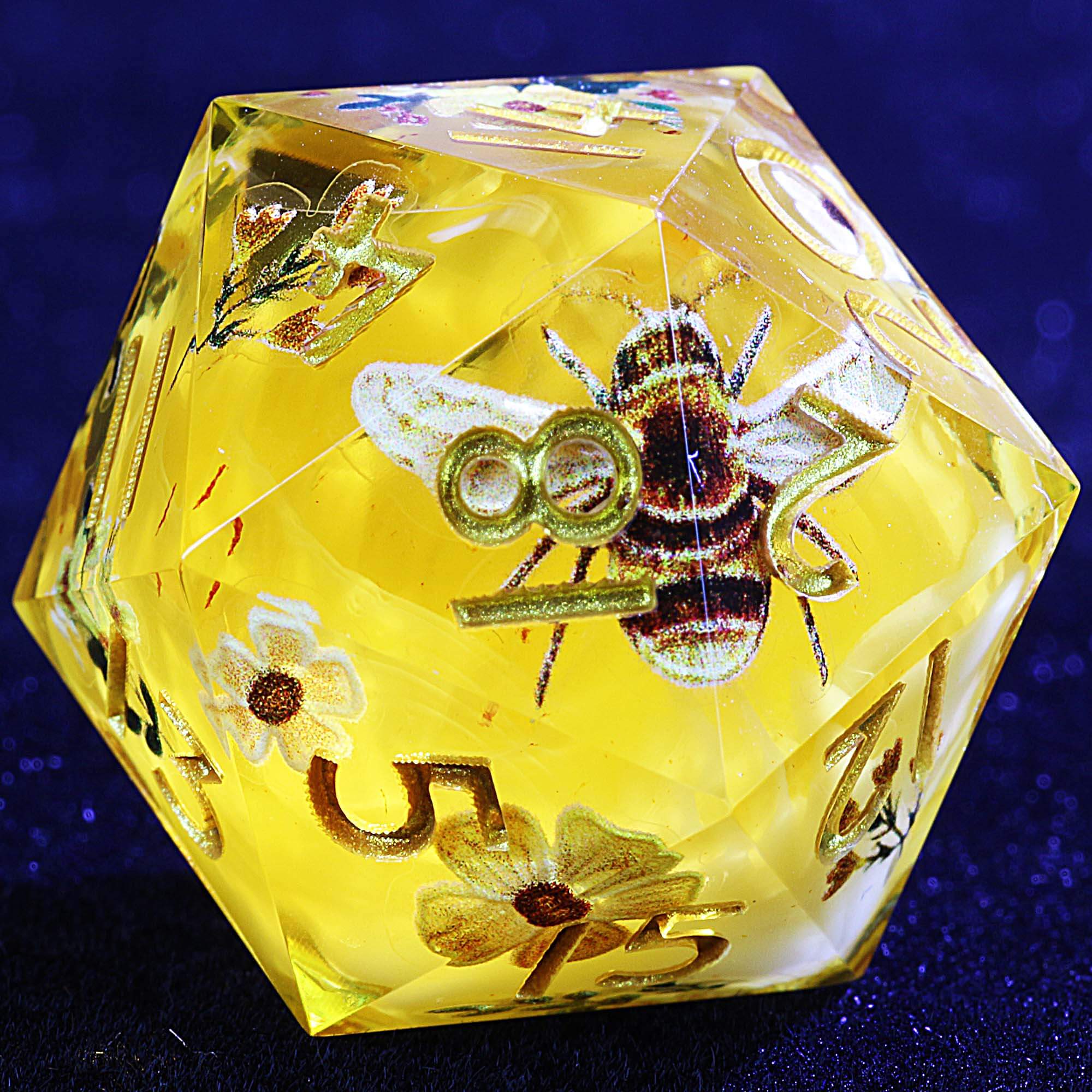 9 Polyhedral Resin Set of D&D Dice Honey Blossom Nectar - Dice of Dragons