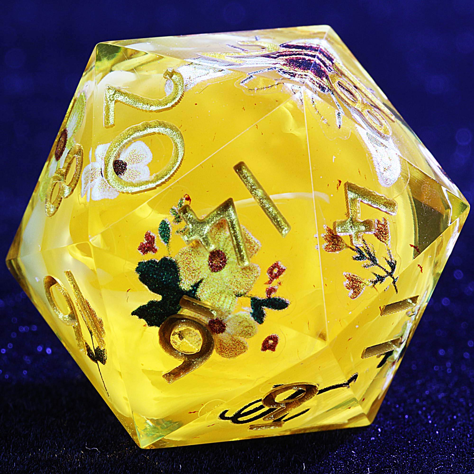 9 Polyhedral Resin Set of D&D Dice Honey Blossom Nectar - Dice of Dragons
