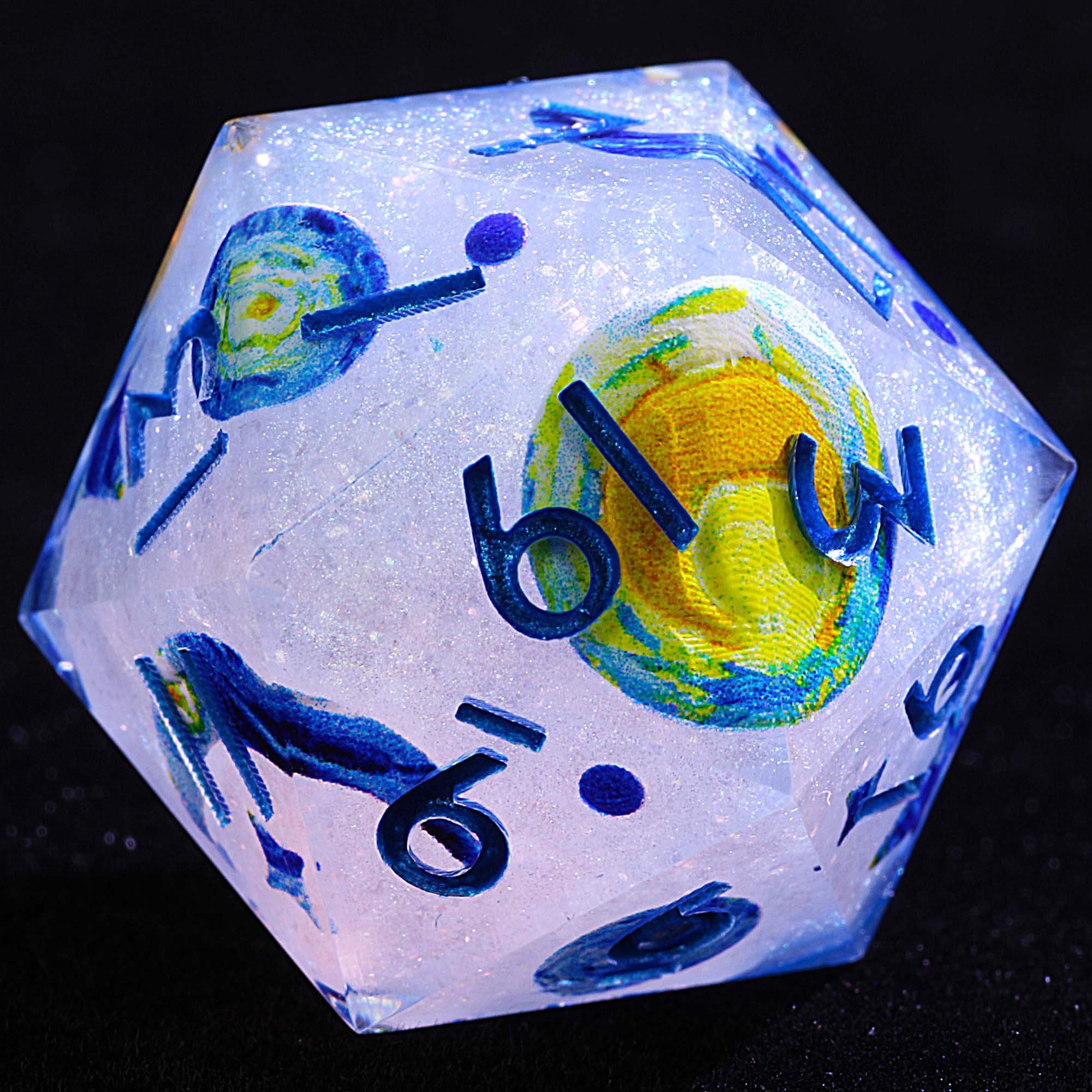 9 Polyhedral Resin Set of DnD Dice Starry Night Mirage - Dice of Dragons