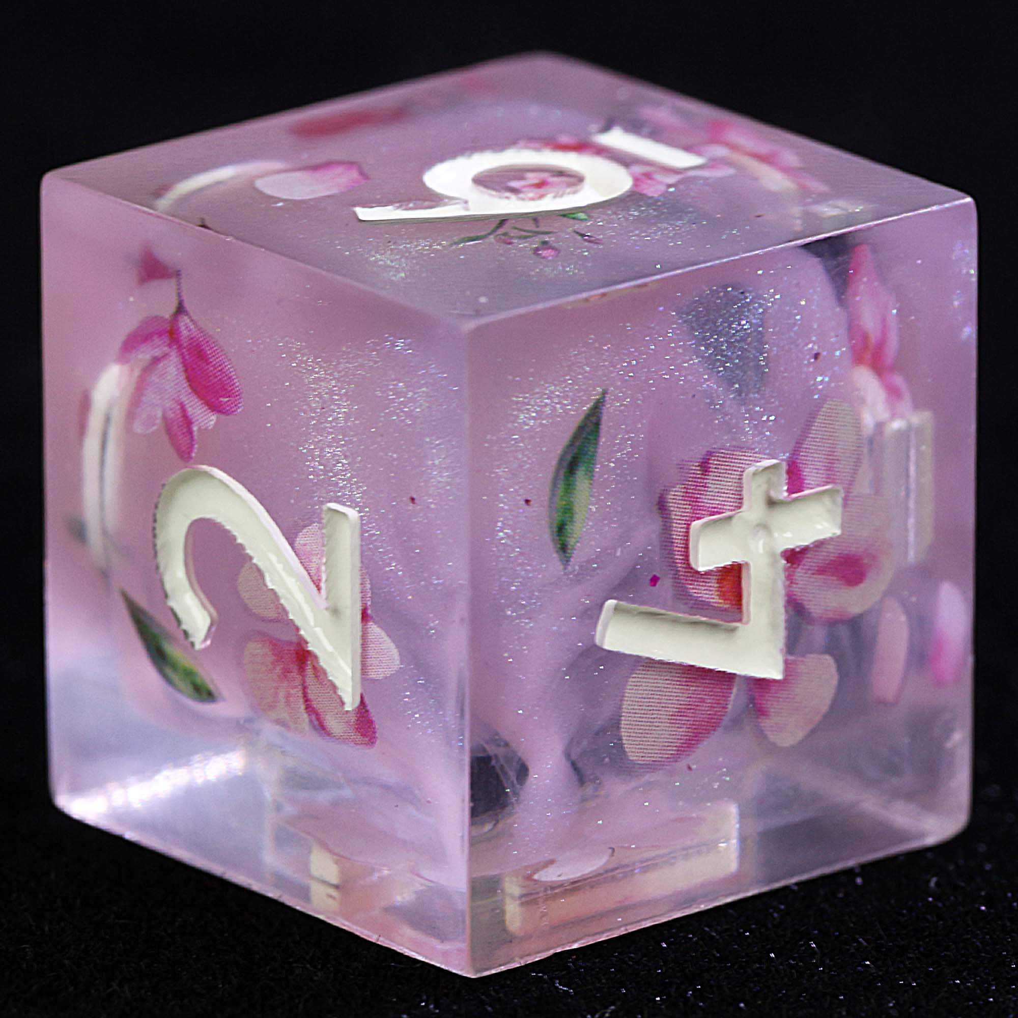 9 Polyhedral Resin Set D and D Dice Peach Blossom Veil - Dice of Dragons