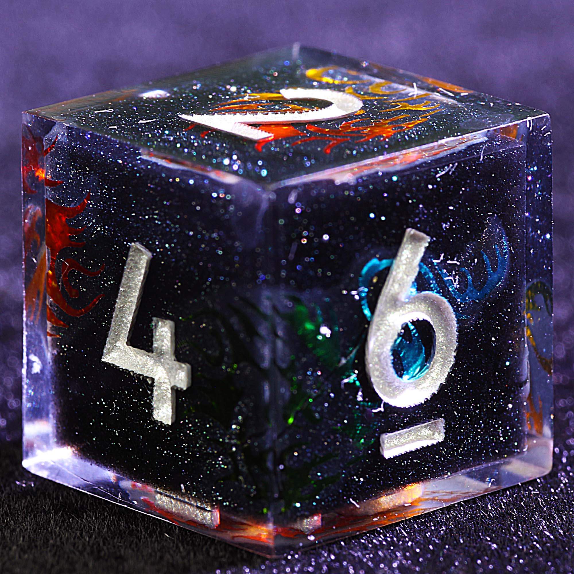 9 Polyhedral Resin Sets DD Dice Black Starry Sky Metal Dragon