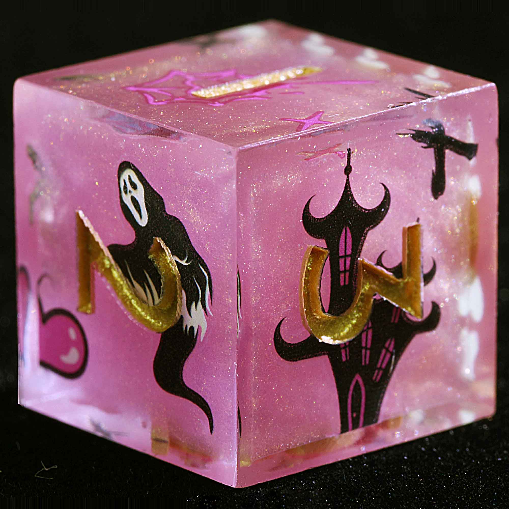 Halloween 9 Polyhedral Resin Sets Dice D and D Pink Sugar Spook - Dice of Dragons