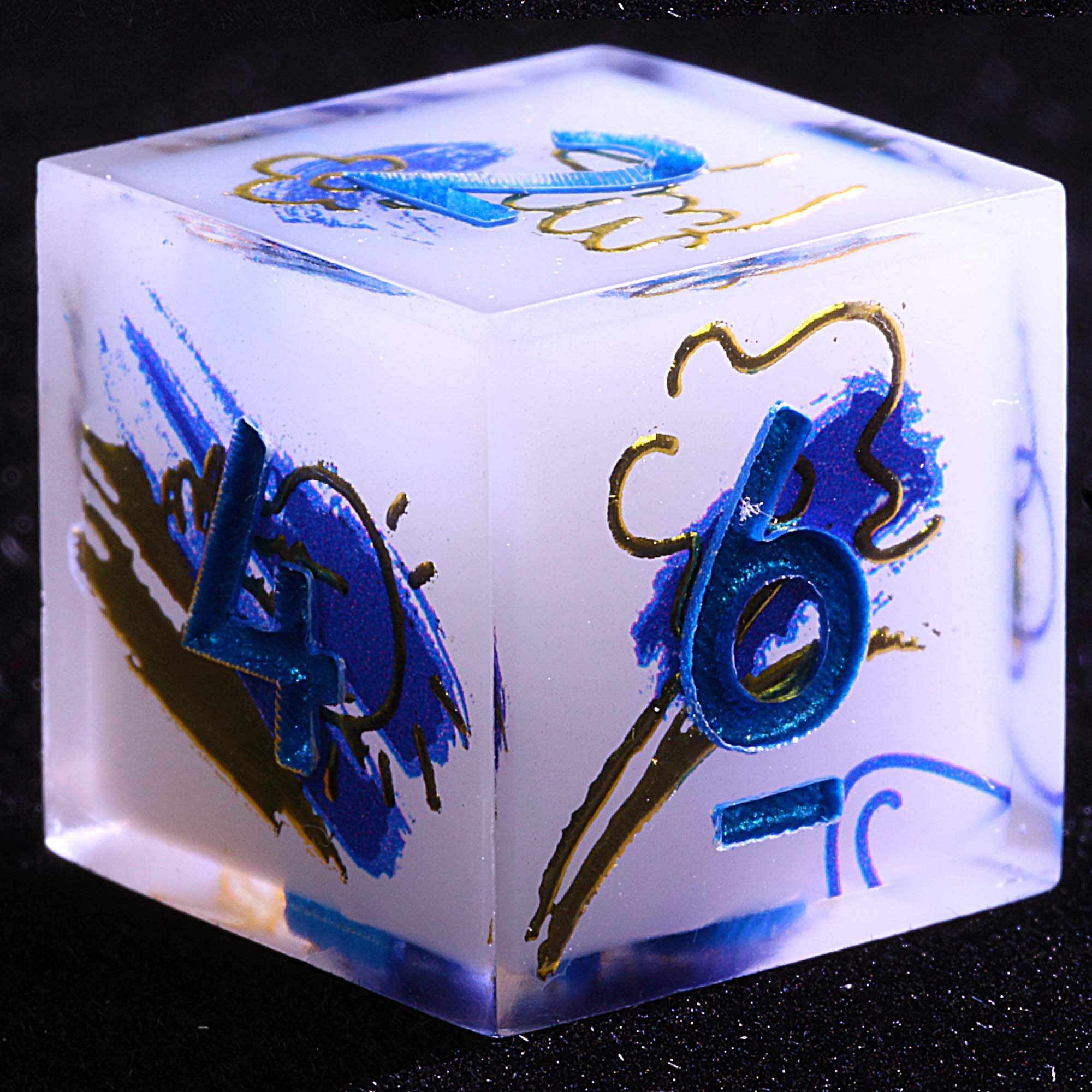 9 Polyhedral Resin Sets Dice DD Ink and Gold Scroll - Dice of Dragons