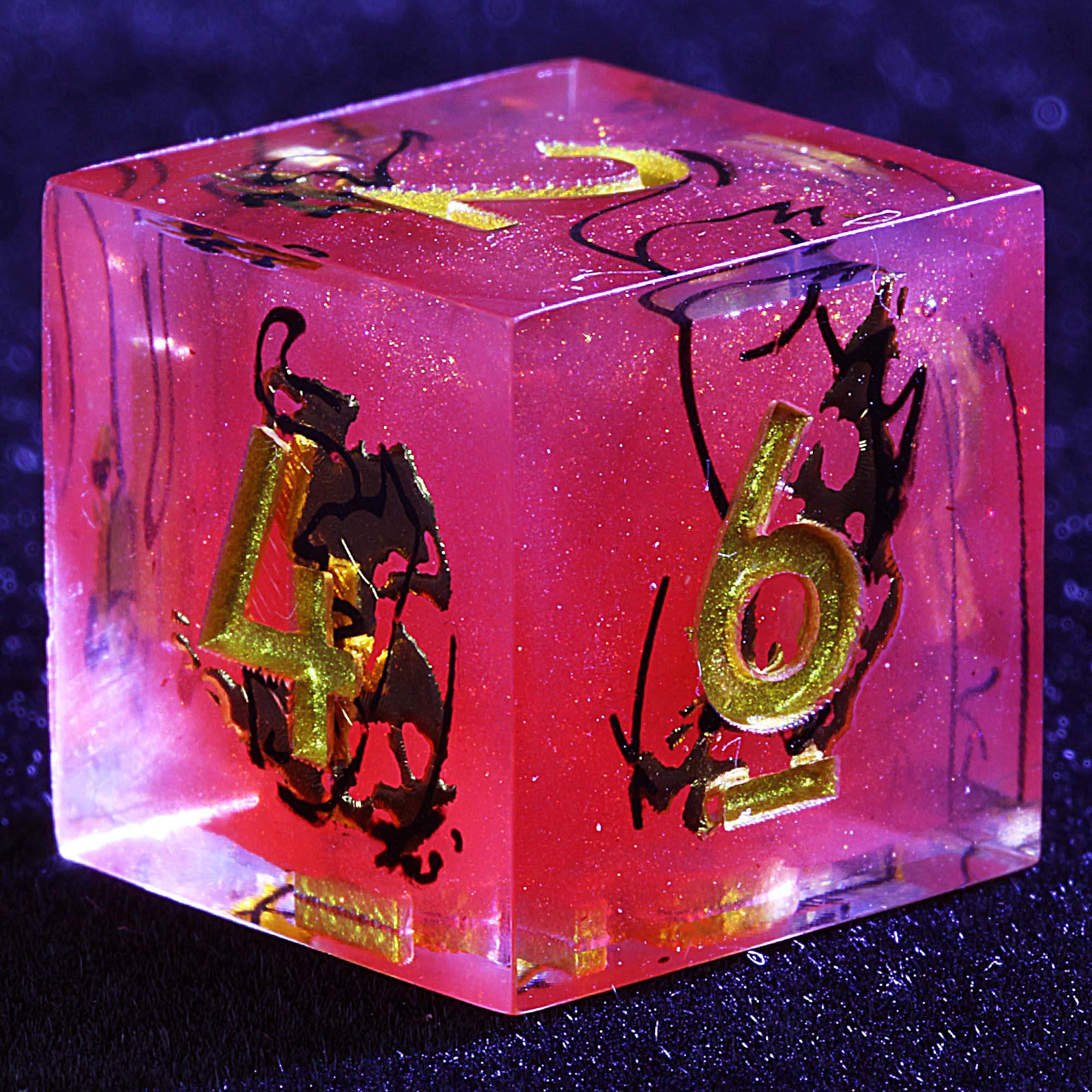 9 Polyhedral Resin Set Dice D&D Crimson Bestiary Rune - Dice of Dragons