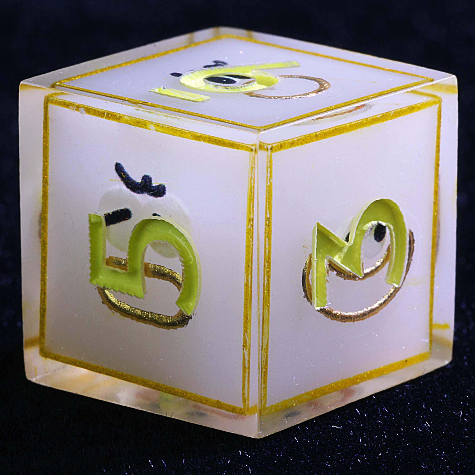 9 Polyhedral Resin Set Dice DnD Golden Eyed Jester’s Decree - Dice of Dragons