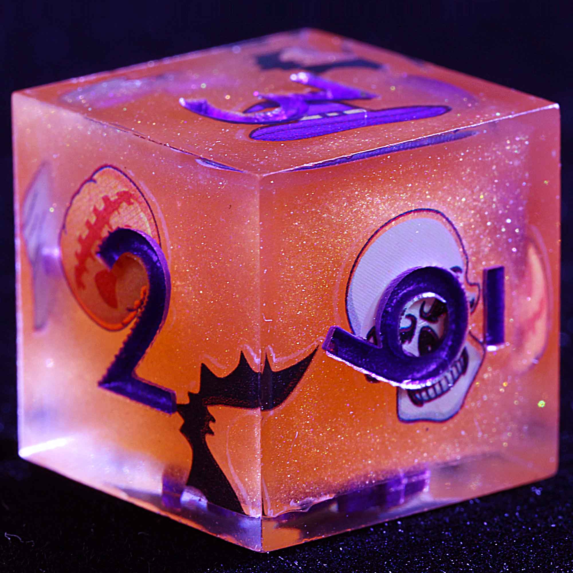 Halloween 9 Polyhedral Resin Sets Dice D&D Grinning Ember Bat - Dice of Dragons