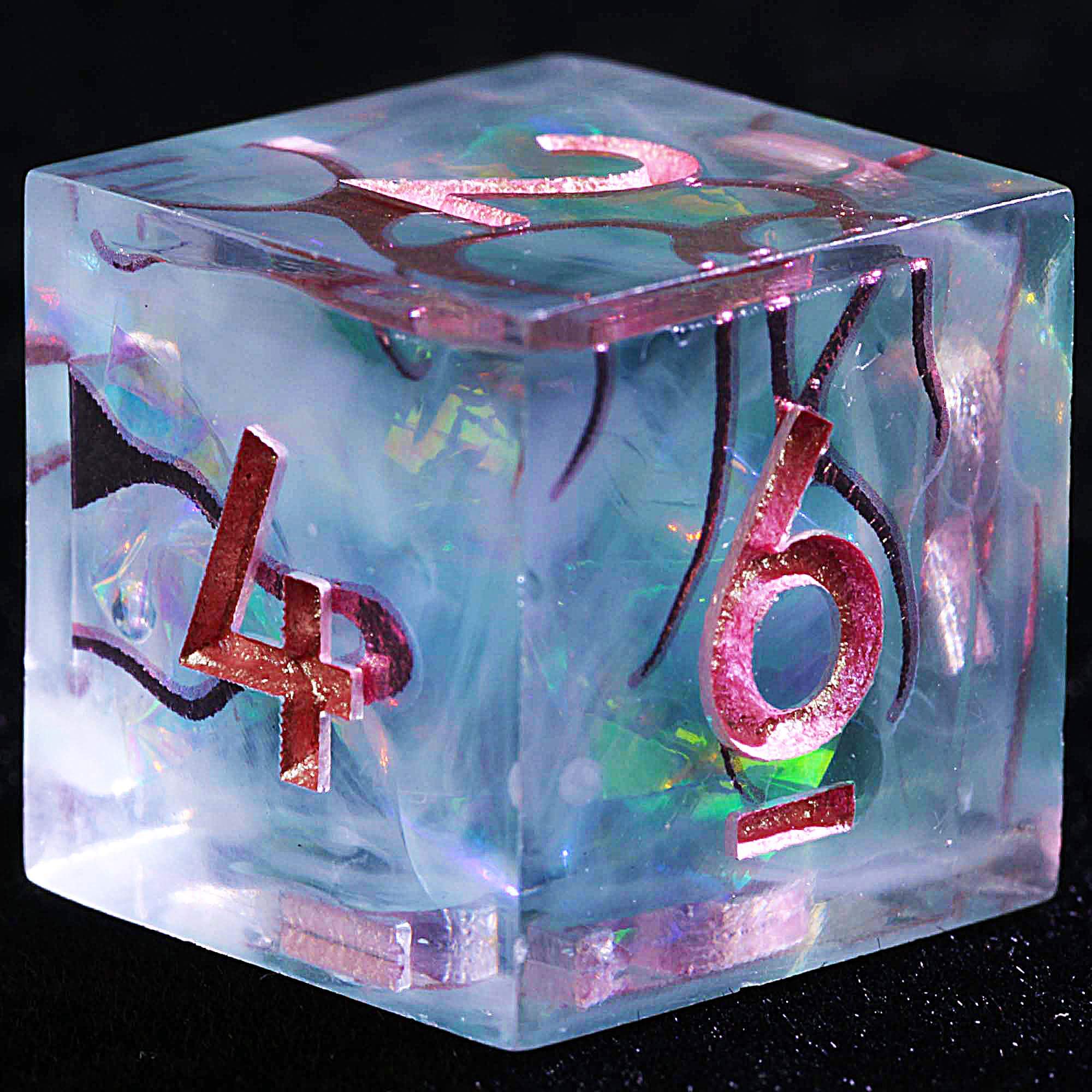 9 Polyhedral Resin Set Dice D&D Misty Green Vein