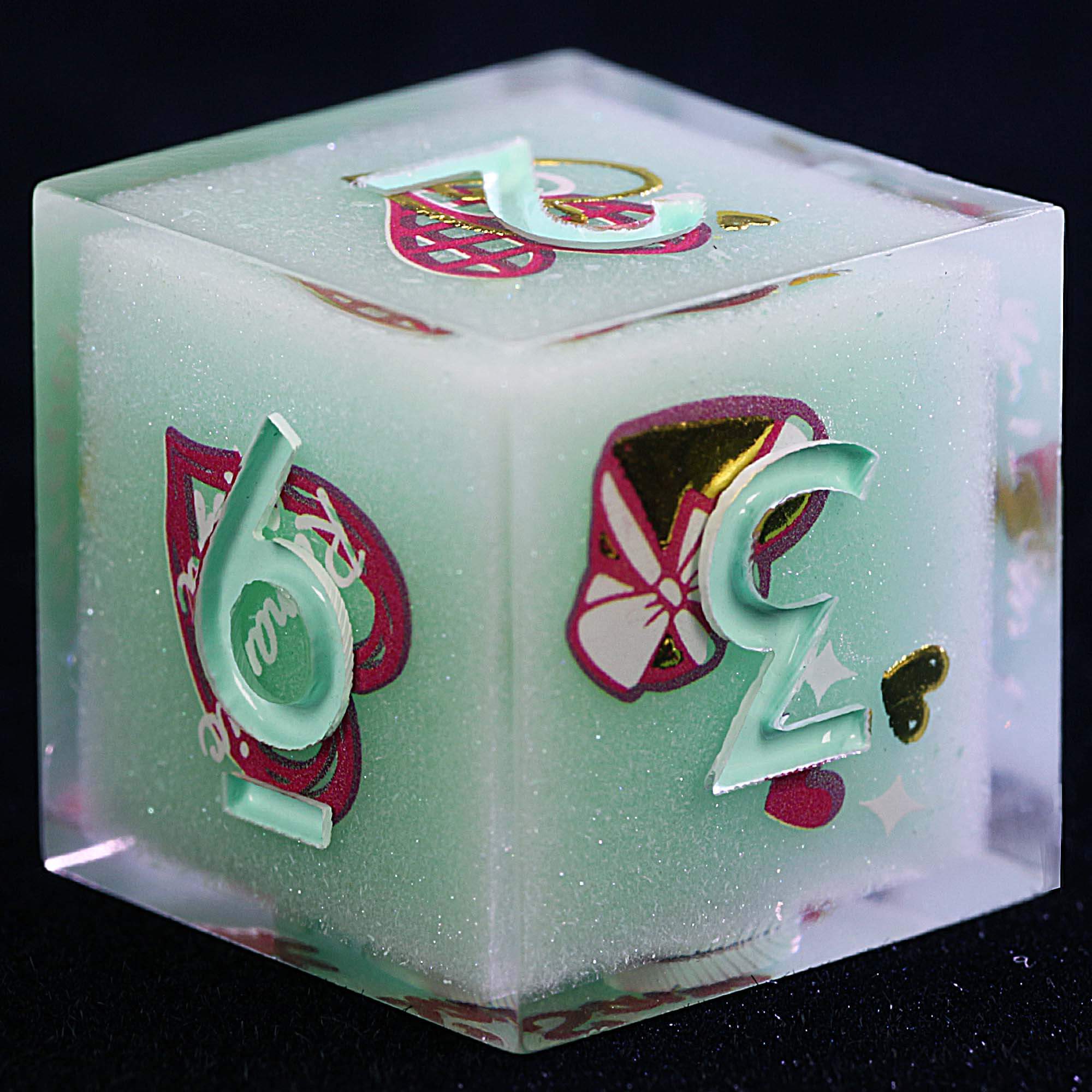 9 Polyhedral Resin Set DnD Dice Cupid’s Candy Arrow - Dice of Dragons