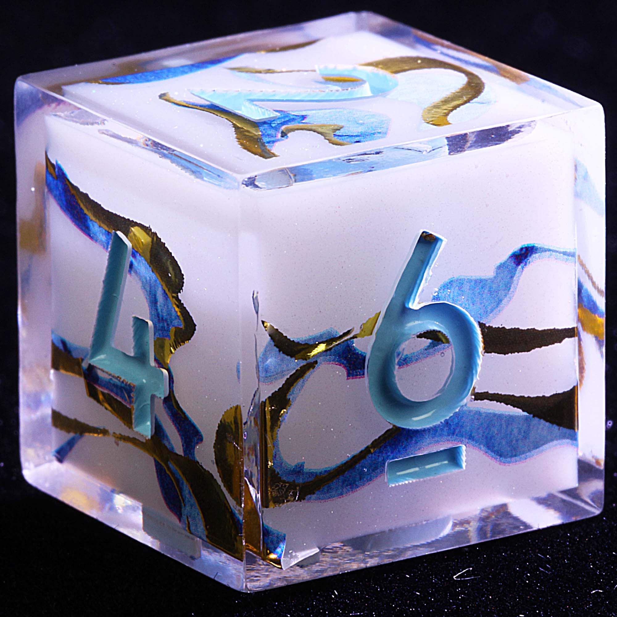 9 Polyhedral Resin Set of Dice D and D Celestial Aqua Ribbon - Dice of Dragons