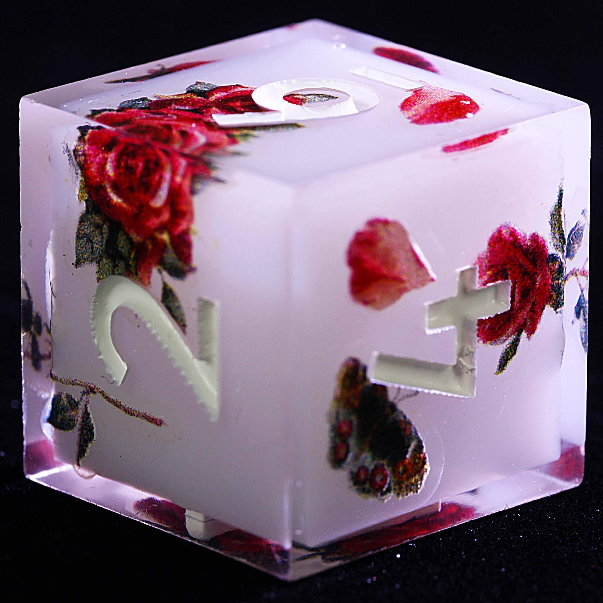 9 Polyhedral Resin Sets of Dice D&D White Romantic Butterfly Rose - Dice of Dragons