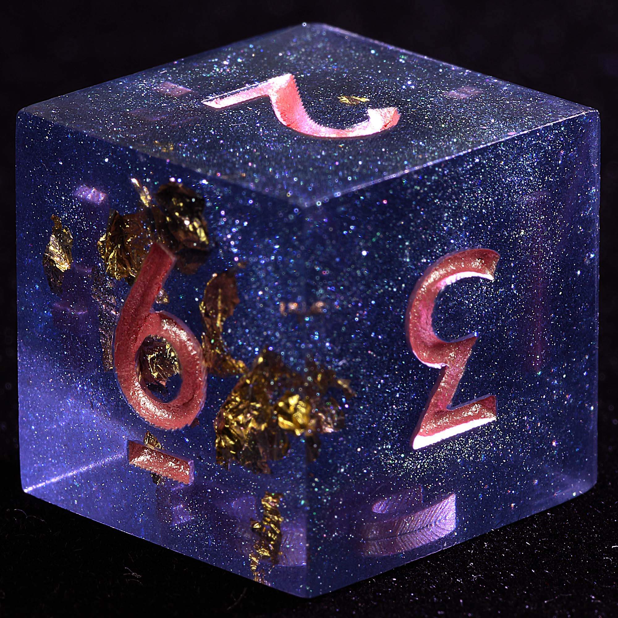 9 Polyhedral Resin Set of DnD Dice Abyssal Frost Ember - Dice of Dragons