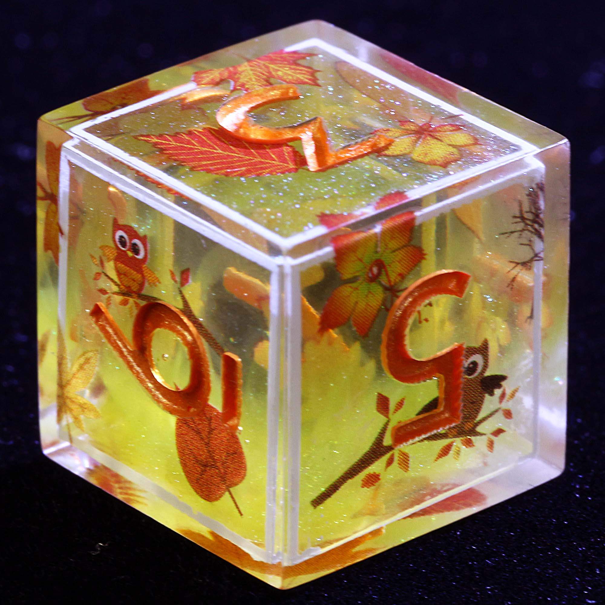 9 Polyhedral Resin Sets of DnD Dice Amber Owl’s Covenant - Dice of Dragons