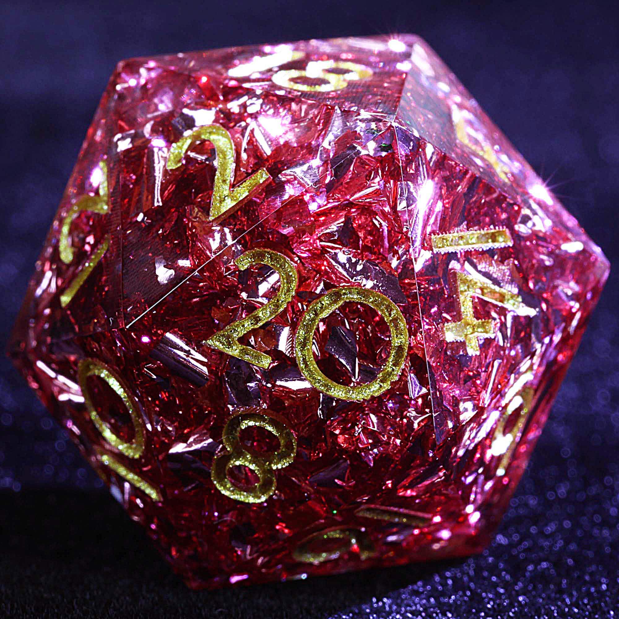9 Polyhedral Resin DD Set Dice Rose Crimson Foil