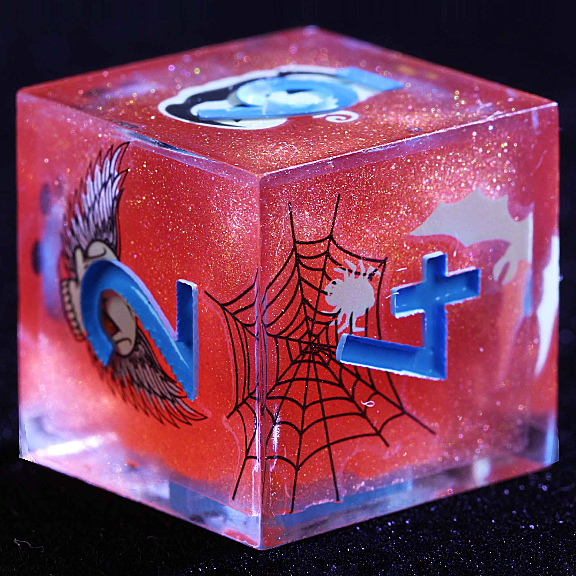 Halloween 9 Polyhedral Resin DD Sets Dice Crimson Web Spook - Dice of Dragons