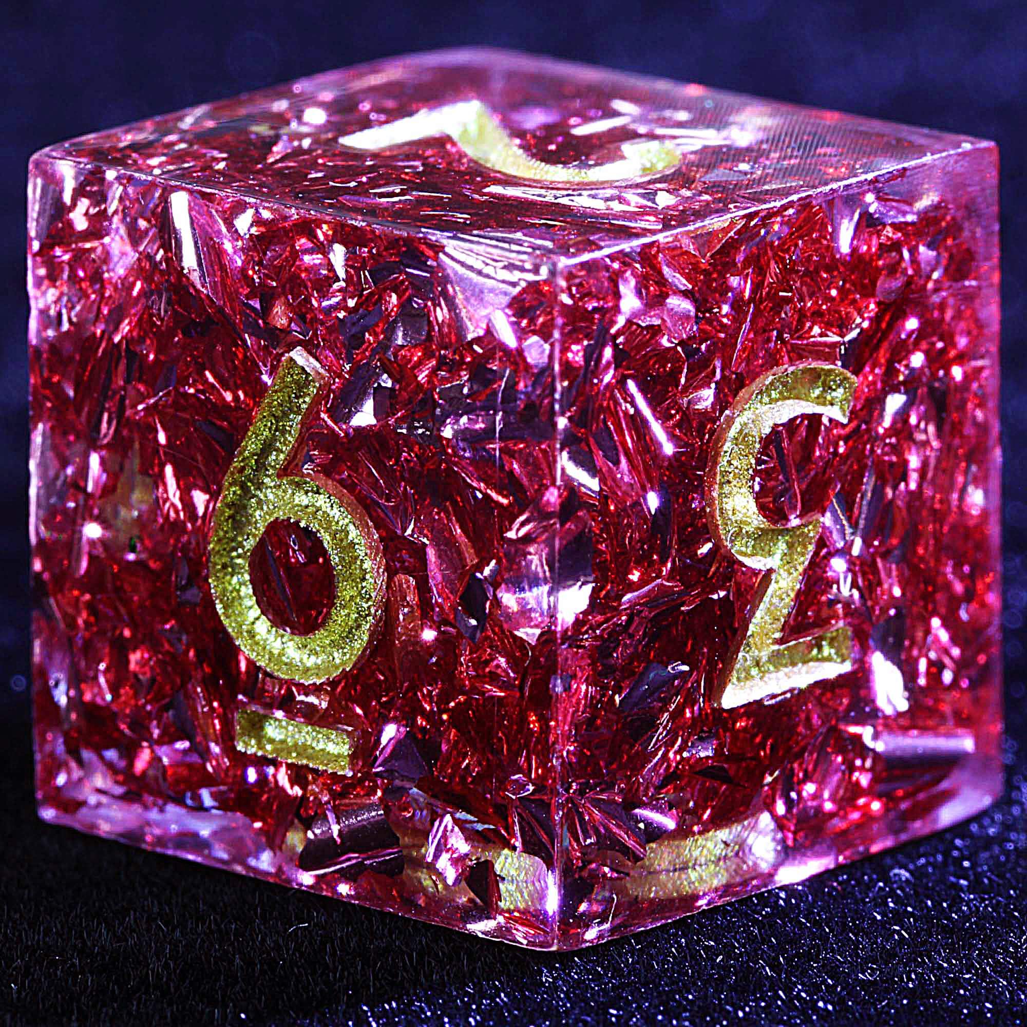 9 Polyhedral Resin DD Set Dice Rose Crimson Foil