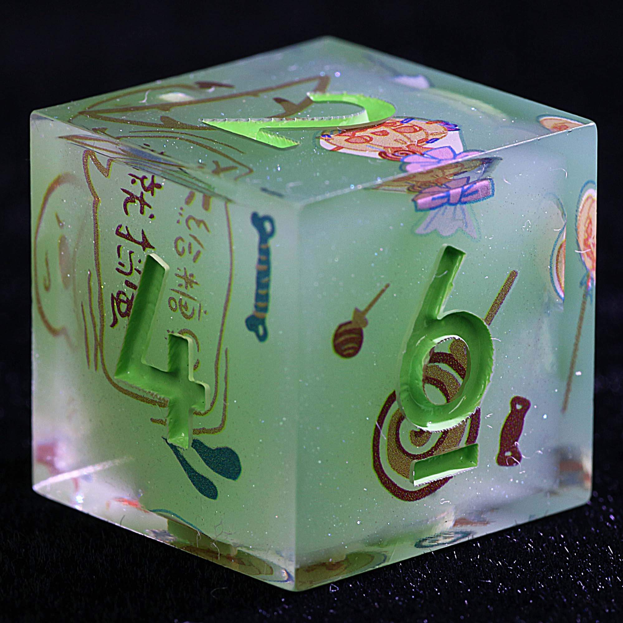 9 Polyhedral Resin DD Sets of Dice Cute Green Halloween Candy - Dice of Dragons