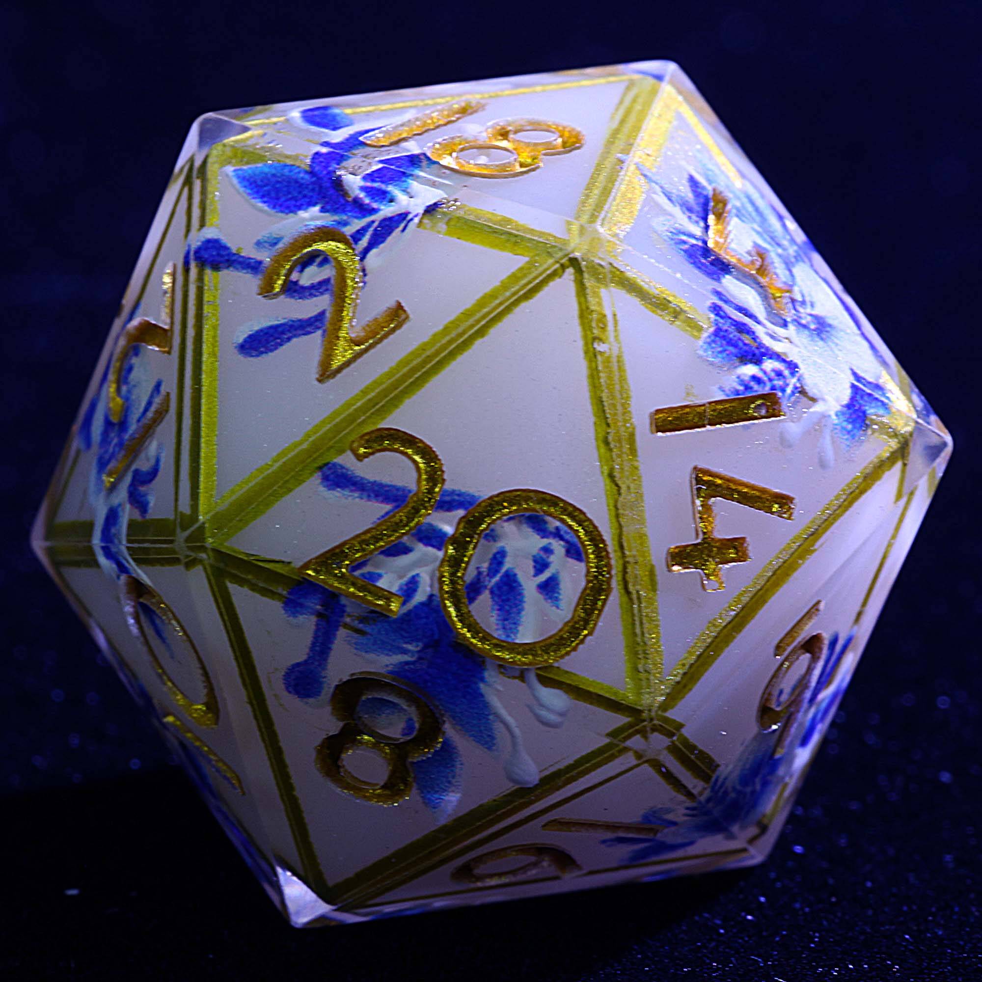 9 Polyhedral Resin DD Dice Set Celestial Porcelain Decree - Dice of Dragons