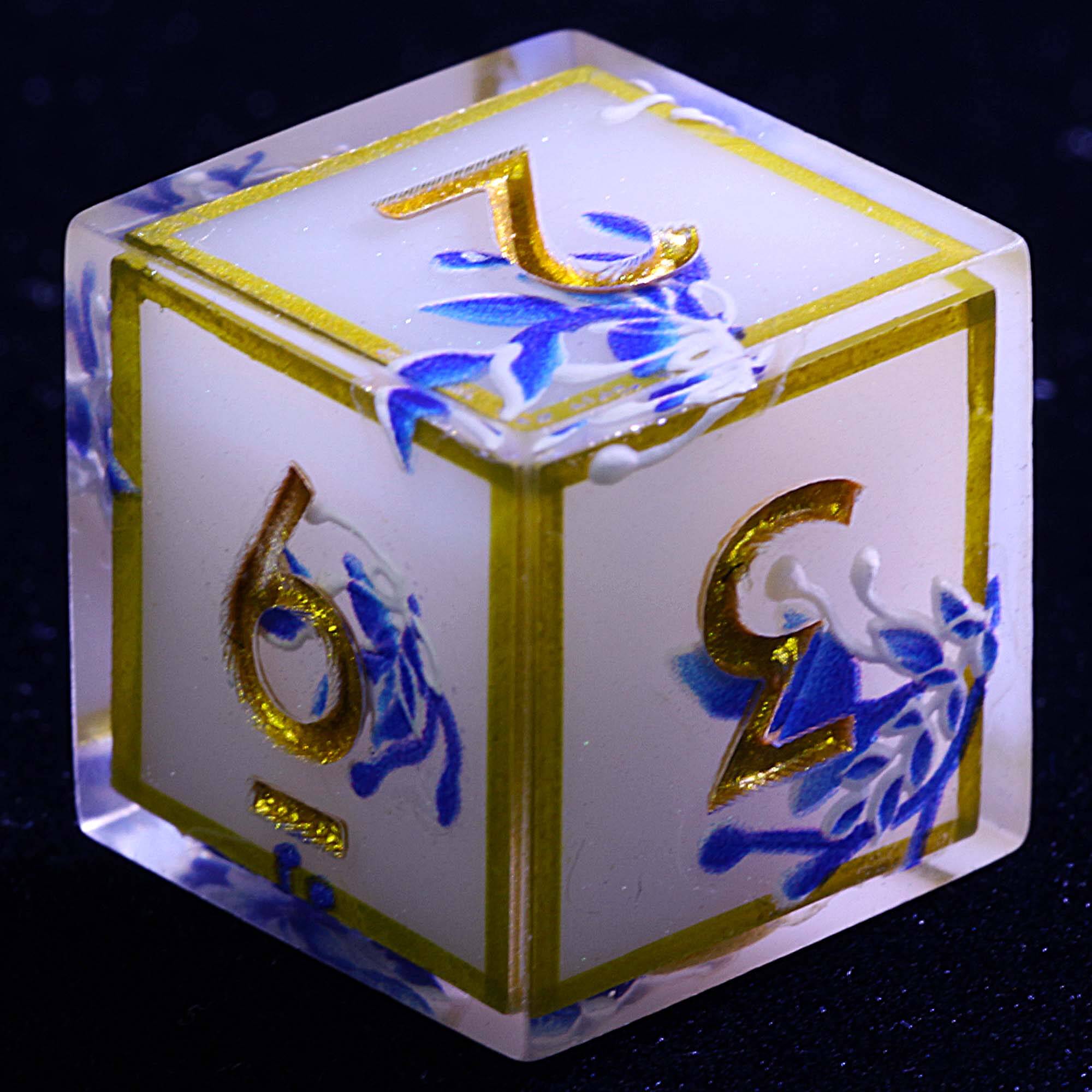 9 Polyhedral Resin DD Dice Set Celestial Porcelain Decree - Dice of Dragons