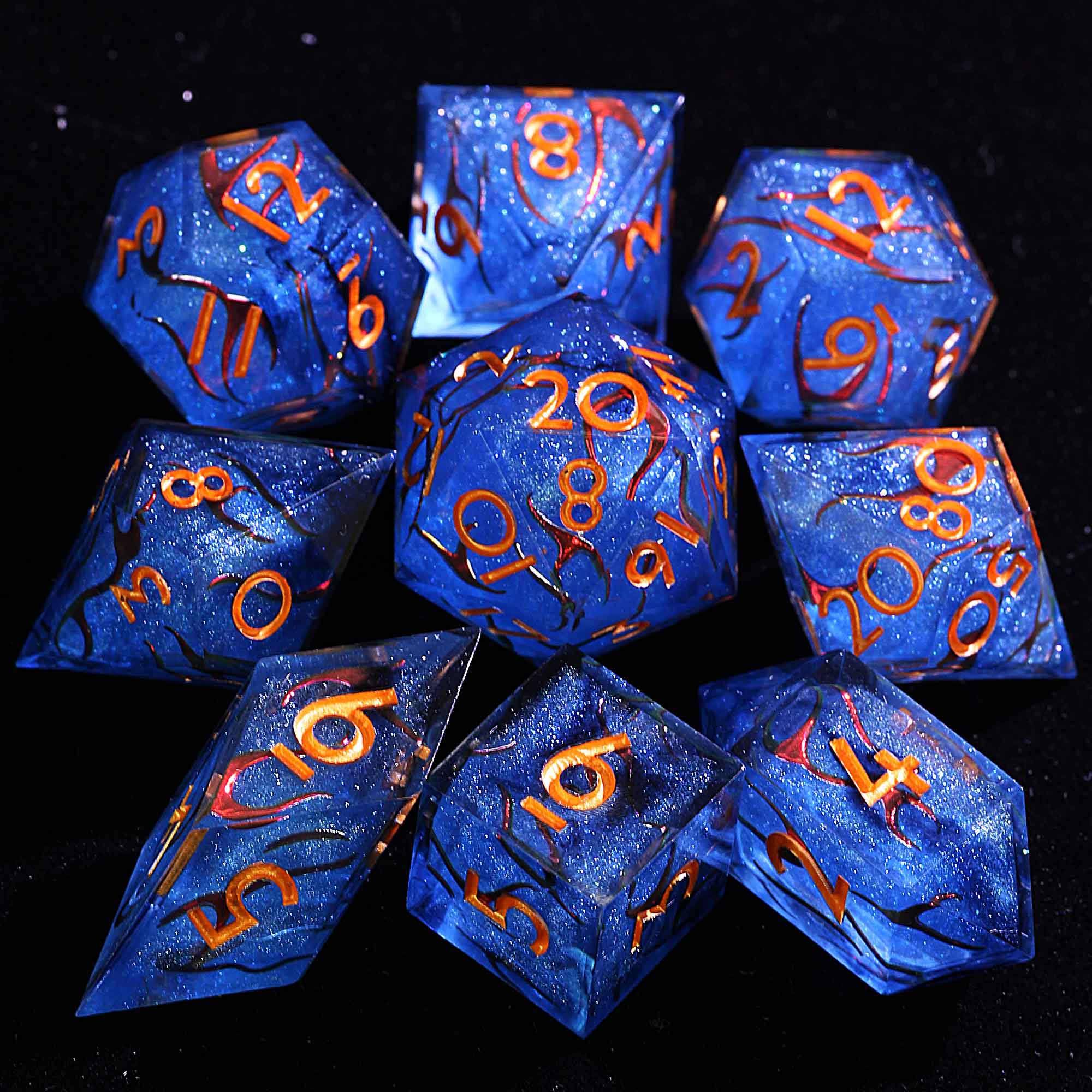 9 Polyhedral Resin DD Dice Set Deepflame Soul Oath
