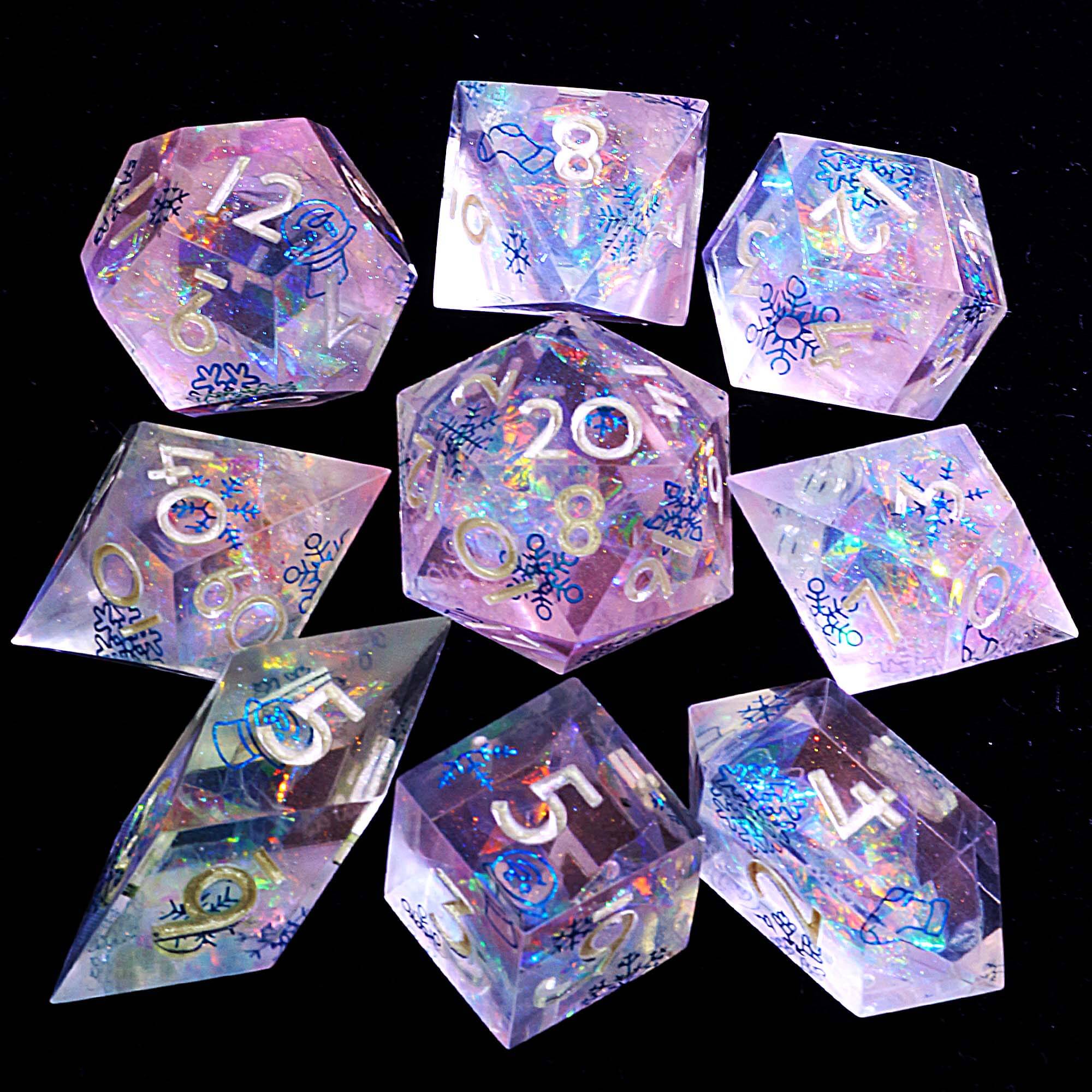 9 Polyhedral Resin DD Dice Sets Frost Mirage Stellar - Dice of Dragons