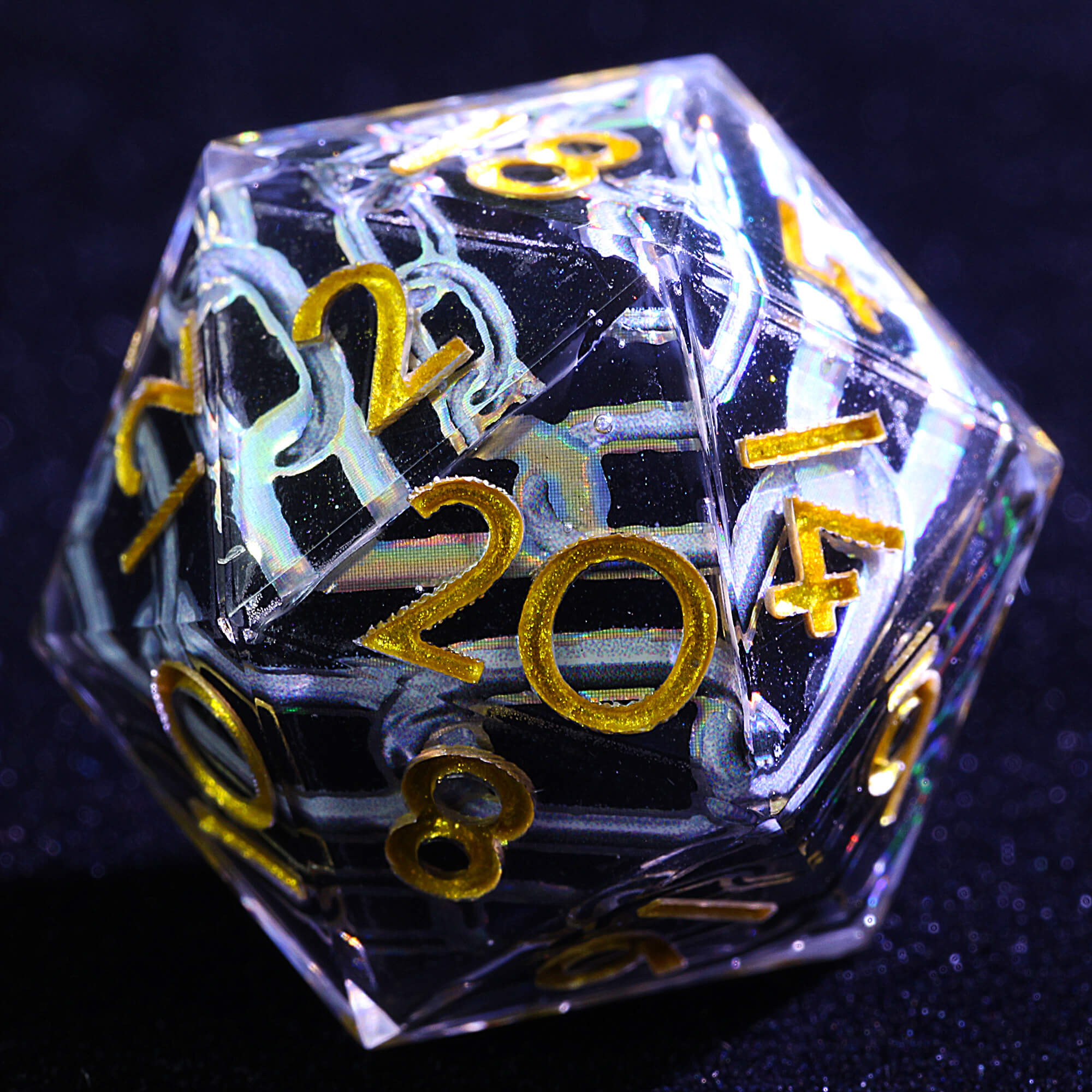 9 Polyhedral Resin Dice D and D Sets Laser Chain - Dice of Dragons